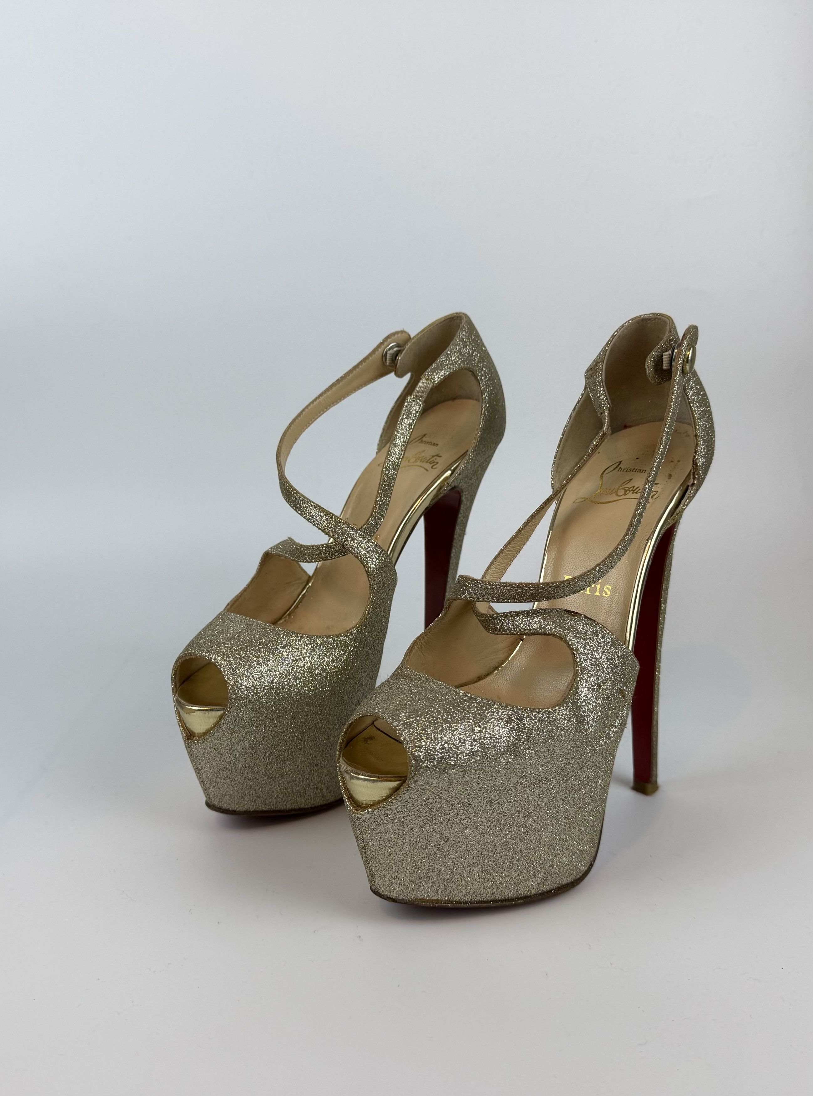 Christian Louboutin CHRISTIAN LOUBOUTIN EXAGONA GLITTER PLATFORM PUMPS Size US 6.5 / IT 36.5 - 2 Thumbnail