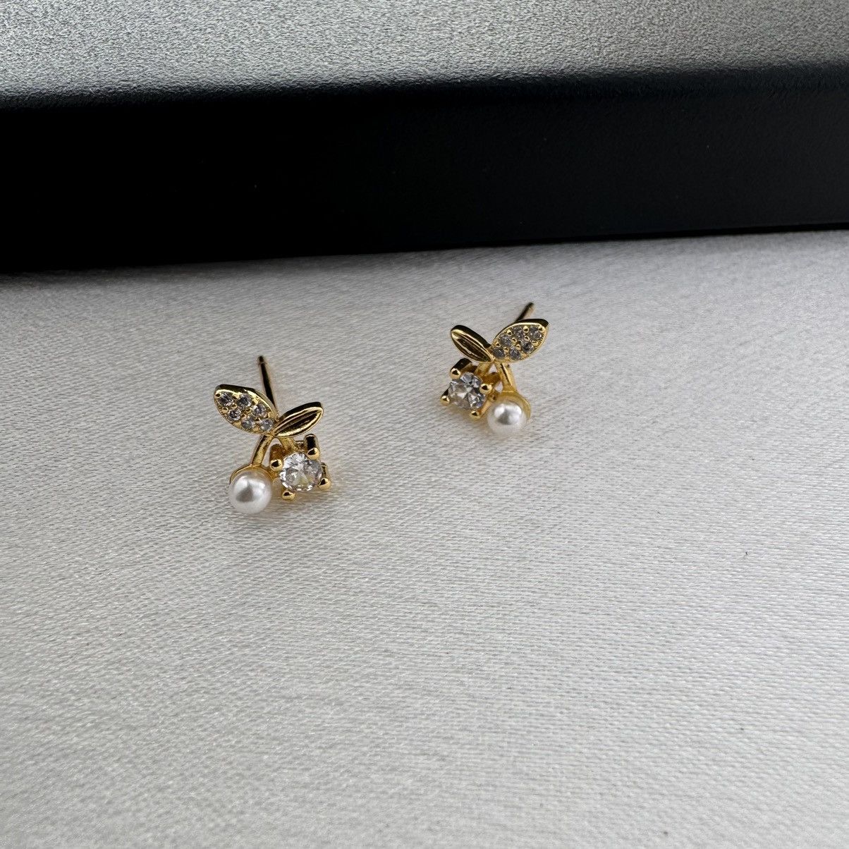 Designer Small CZ Cherry Stud Earrings for Women Size ONE SIZE - 3 Thumbnail