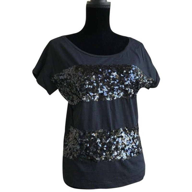 Other LOFT Womens Top Size Small Black Sequined Striped NEW Size S / US 4 / IT 40 - 2 Thumbnail