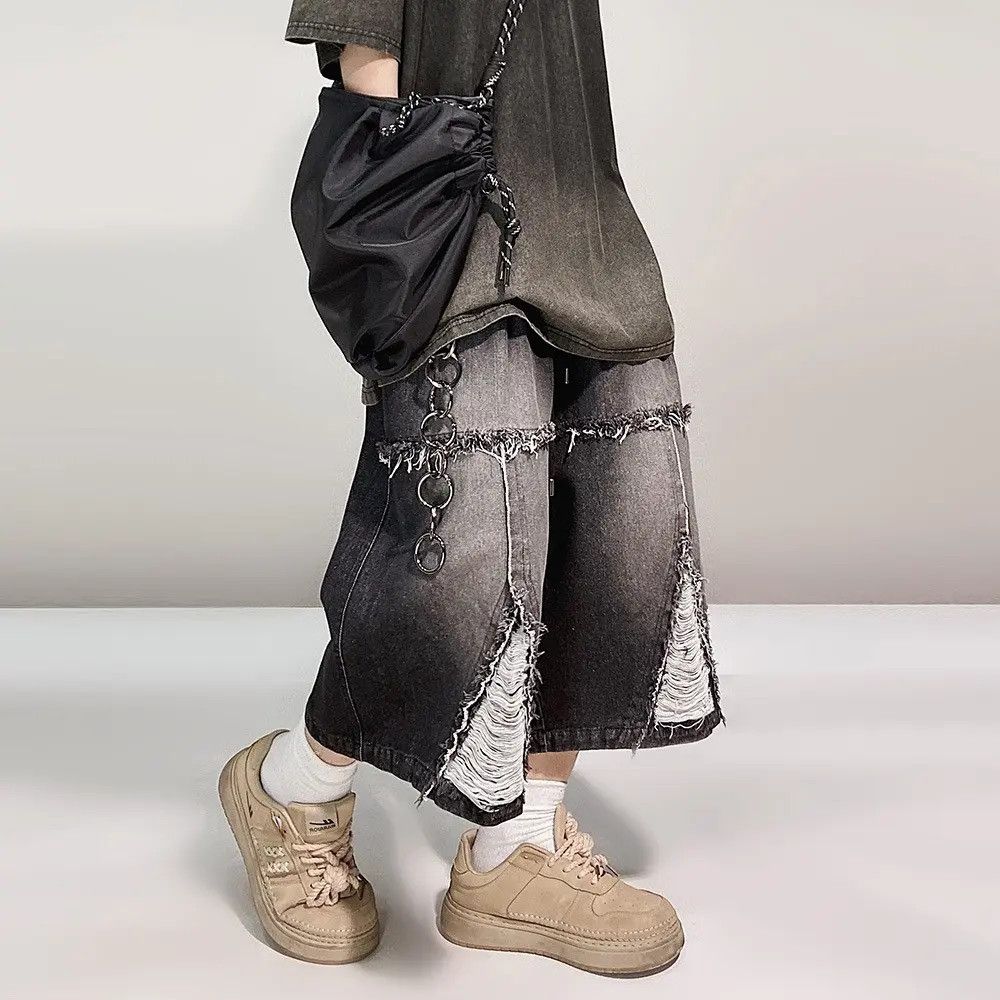 Japanese Brand × Jean Patchwork Baggy Denim Jean Shorts Size US 30 / EU 46 - 2 Thumbnail
