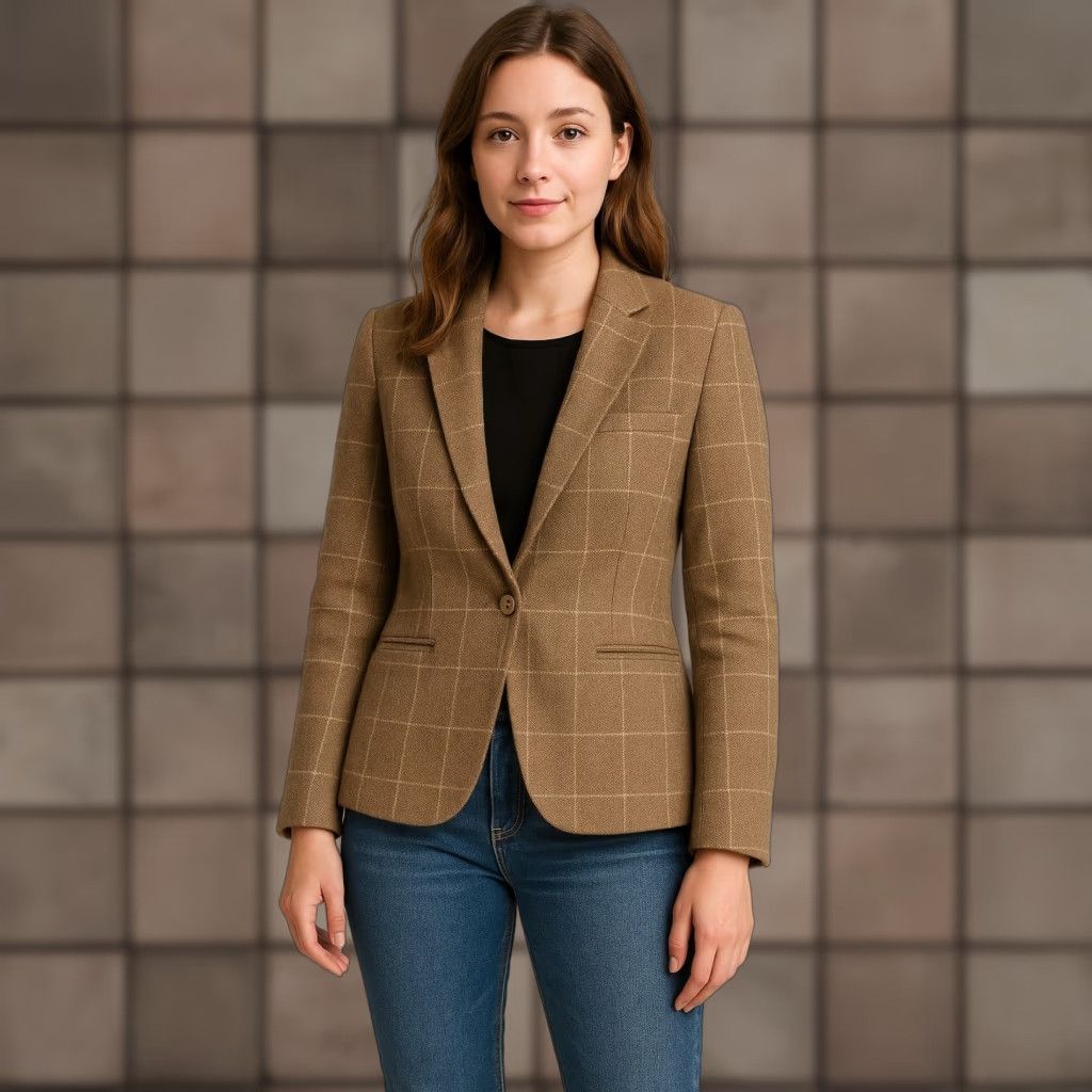 Vintage VINTAGE Ralph Lauren Black Label Blazer Womens Wool Alpaca Windowpane Size 8 NWT ~ Beige Size M / US 6-8 / IT 42-44 - 1 Thumbnail