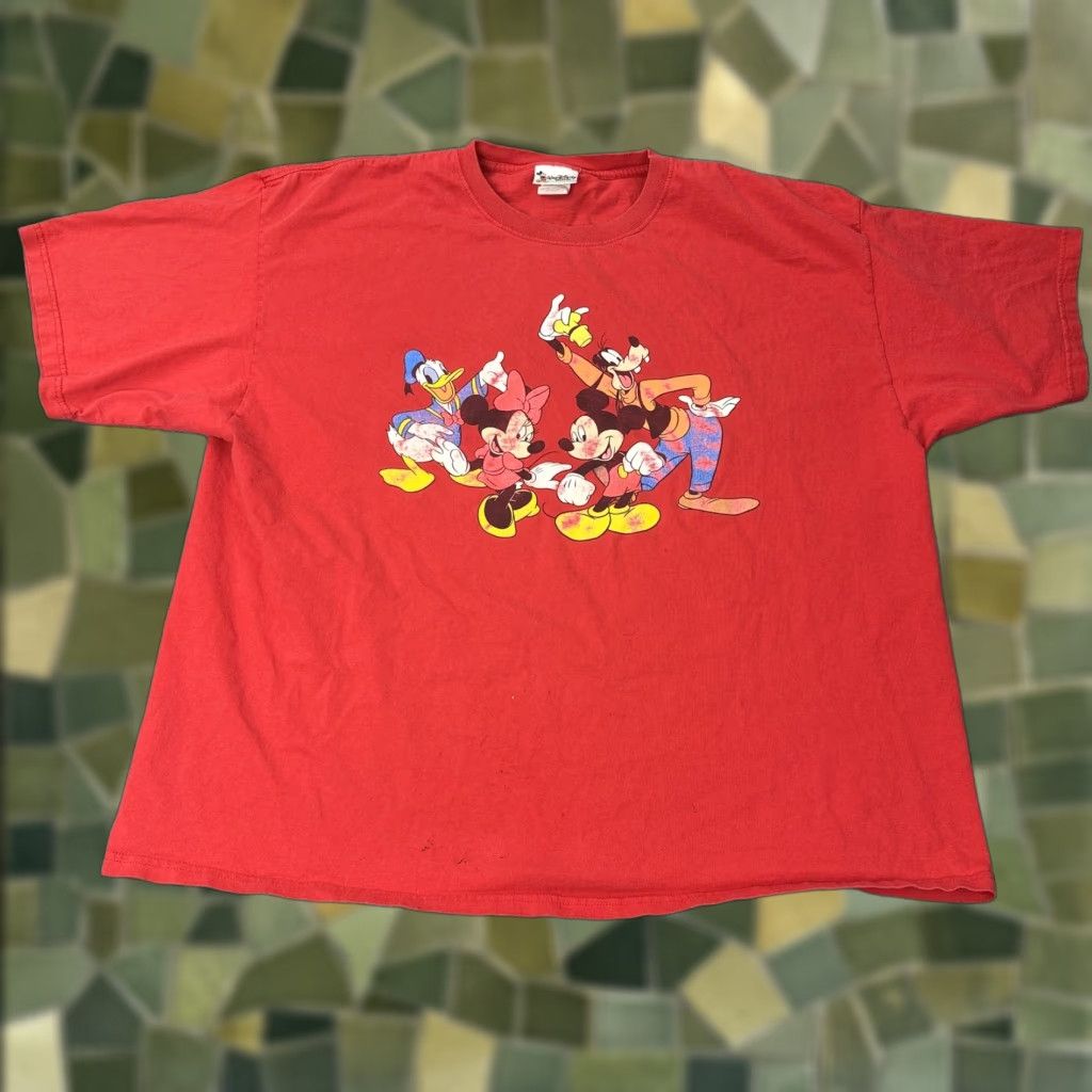 Disney VINTAGE Disney Mickey Minnie Goofy Donald Shirt Mens 3XL Red Graphic Print Crew Neck 90s Disney Characters Men Size US XXL / EU 58 / 5 - 1 Thumbnail