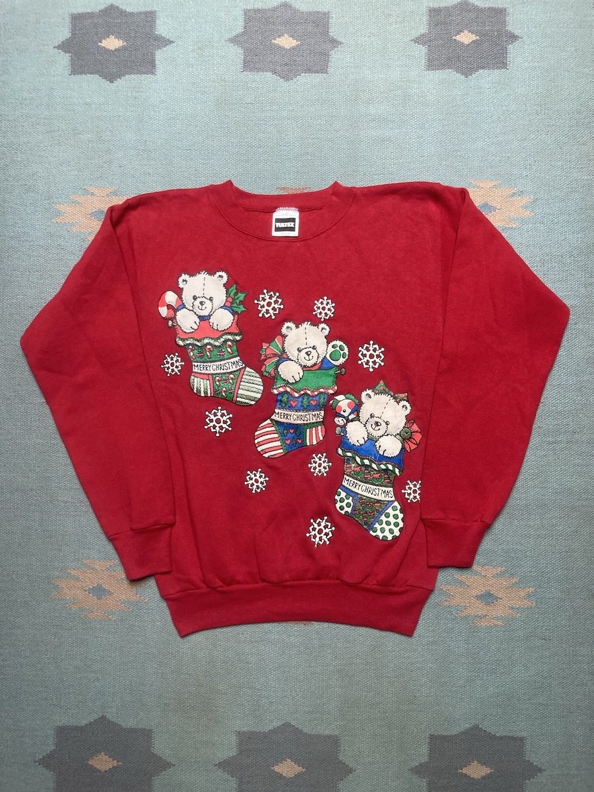Vintage VTG 90s sweatshirt teddy bears Christmas cute snowflakes M Size US M / EU 48-50 / 2 - 1 Thumbnail
