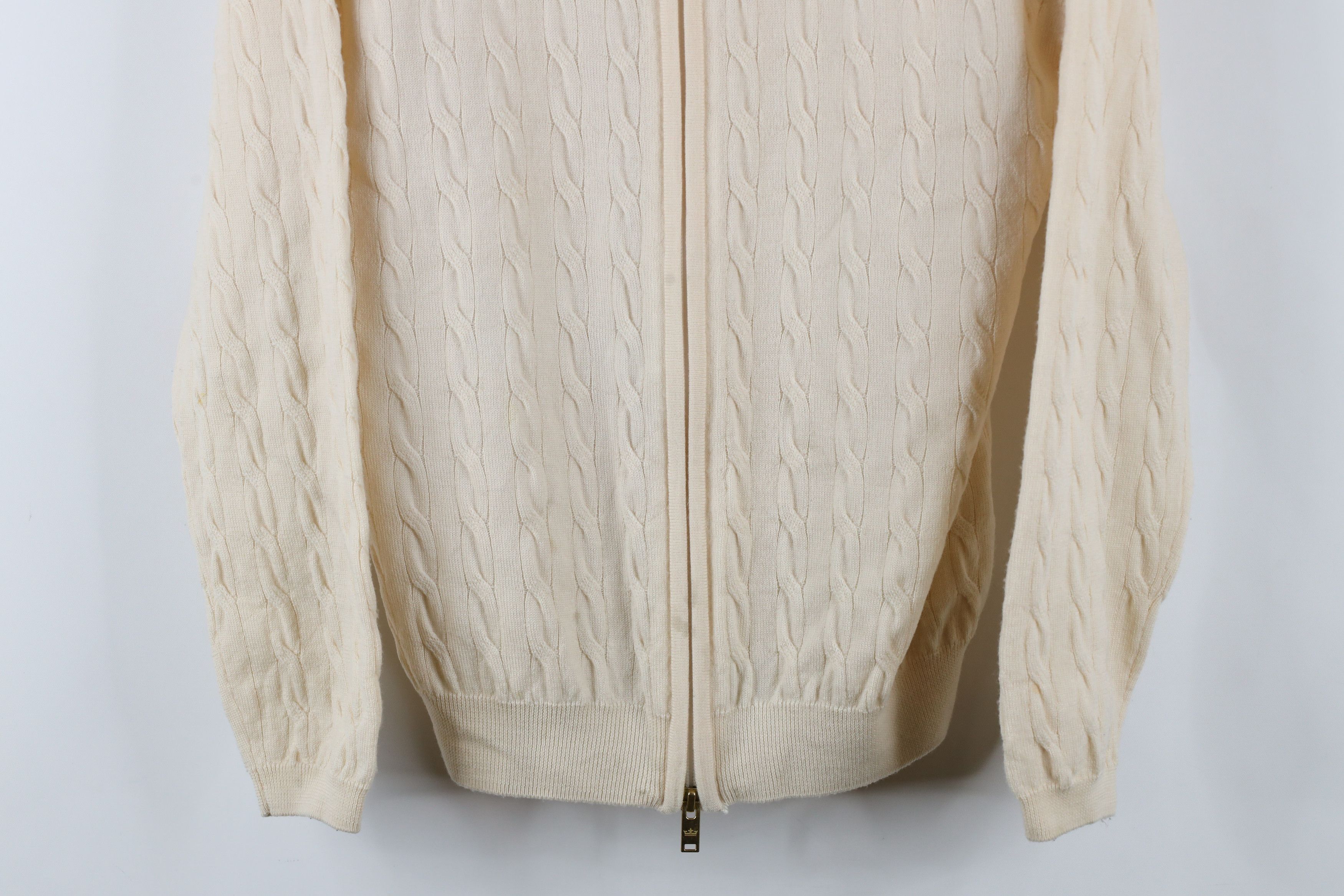Vintage Peter Millar Merino Wool Cable Knit Zip Cardigan Sweater Size L / US 10 / IT 46 - 3 Thumbnail