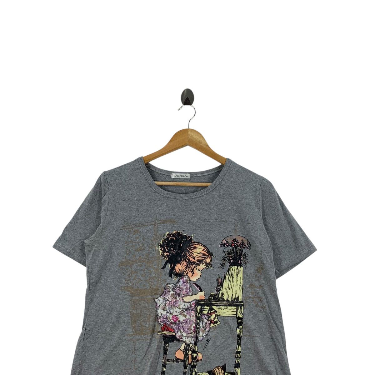 Vintage Vintage YURINA PARIS Painting Cat Illustration Tee Shirt Top Size M / US 6-8 / IT 42-44 - 2 Thumbnail