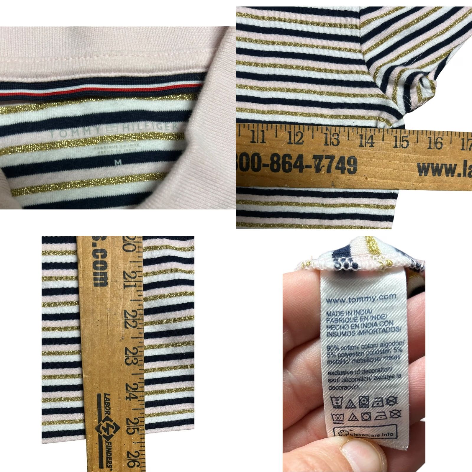Tommy Hilfiger Tommy Hilfiger Half Zip Polo Shirt Blue White Gold Stripe Women's M Multicolor Cap Sleeve Casual Travel Polo Shirt Y2K Colorful Regular Men? Women? Size M / US 6-8 / IT 42-44 - 8 Thumbnail