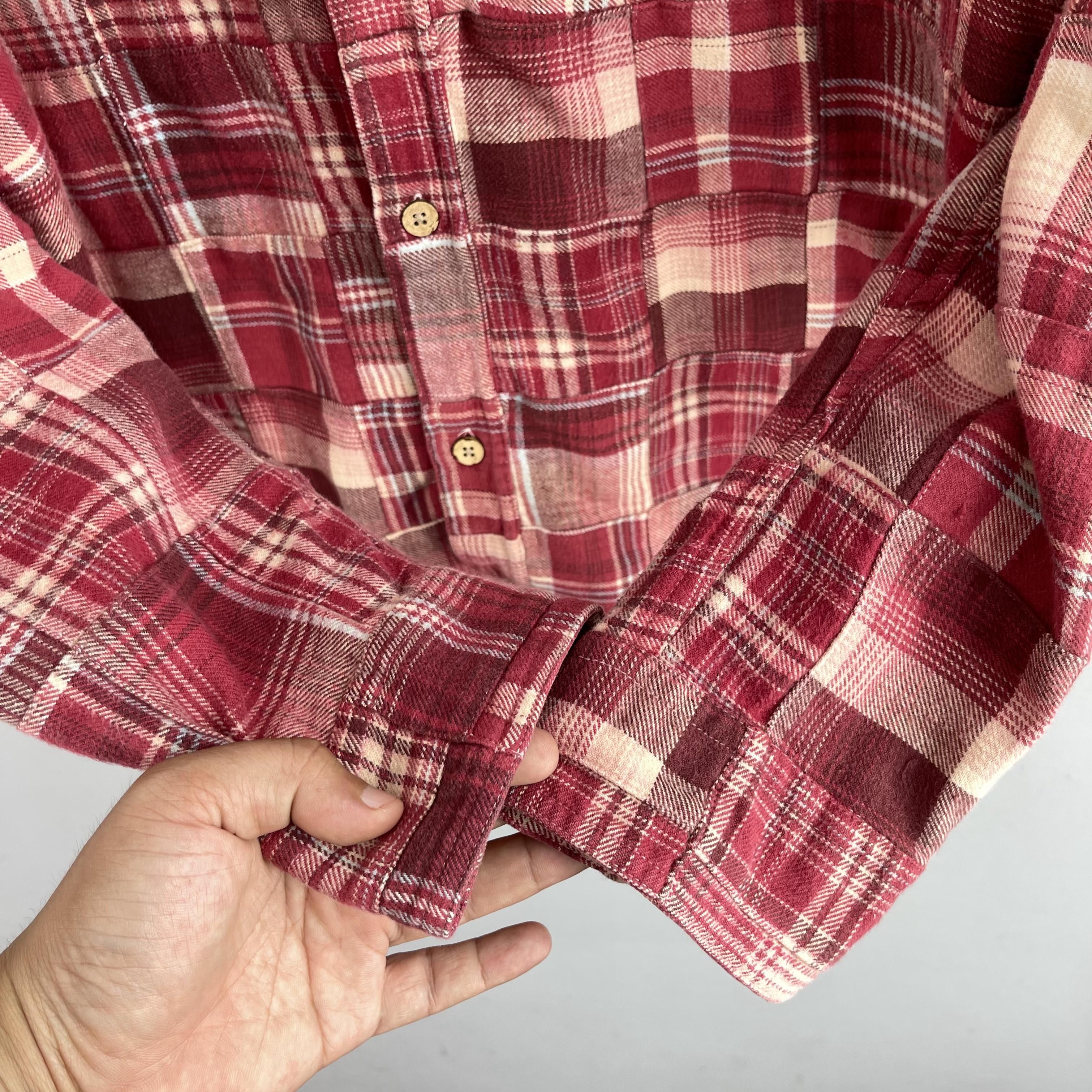 Eddie Bauer Vintage EDDIE BAUER Patchwork Red Tartan Rebuild Flannel Size US XL / EU 56 / 4 - 7 Thumbnail