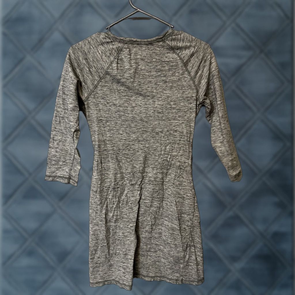 Express Express Dress Women Medium Ruched Gray 3/4 Sleeve Midi Mini Dress, Office, Party, Formal, Workwear, Sheath, Stretchy, Casual, Solid, Black Gray Size M / US 6-8 / IT 42-44 - 1 Thumbnail