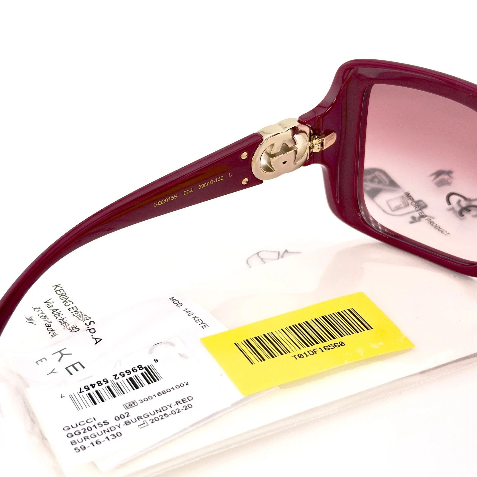 Gucci GUCCI GG2015S Burgundy Red 2015 GG Logo Geometric 002 Size ONE SIZE - 8 Thumbnail