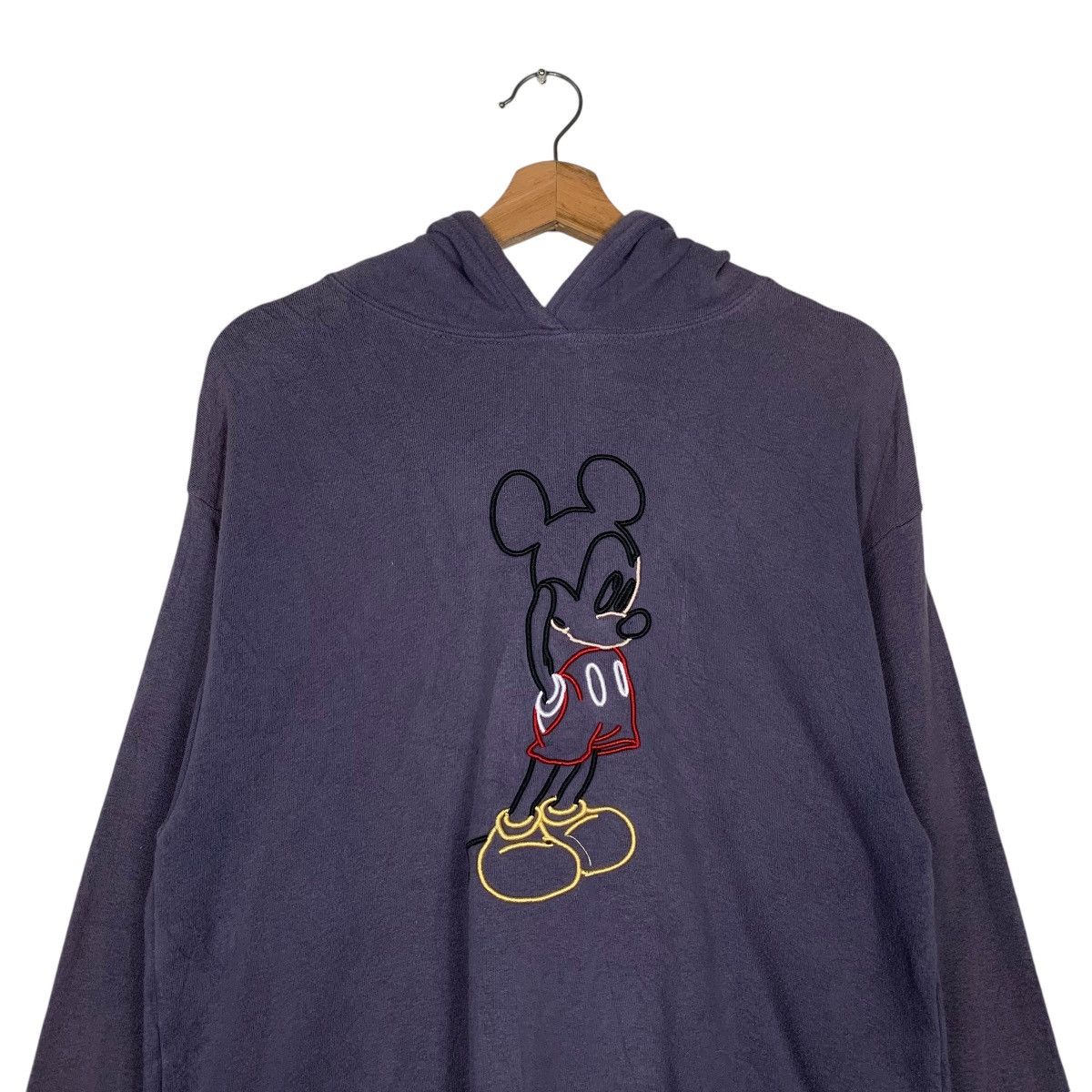 Disney DISNEY Mickey Mouse Big Logo Faded Purple Hoodies #1543-C69 Size US M / EU 48-50 / 2 - 11 Thumbnail
