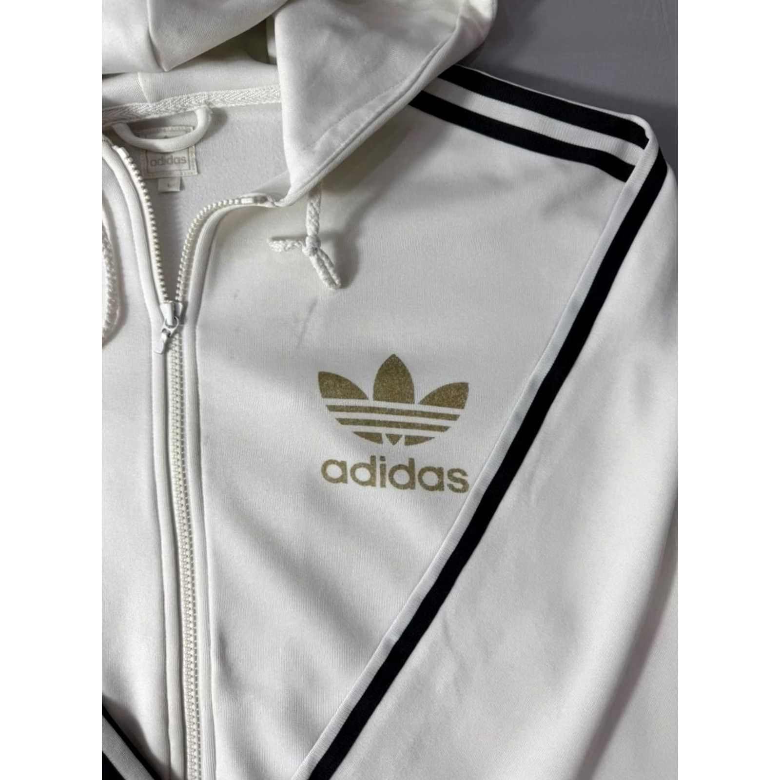 Adidas Adidas Originals White Zip Hoodie Mens Large Trefoil Logo Full Zip Jacket Size US L / EU 52-54 / 3 - 5 Thumbnail