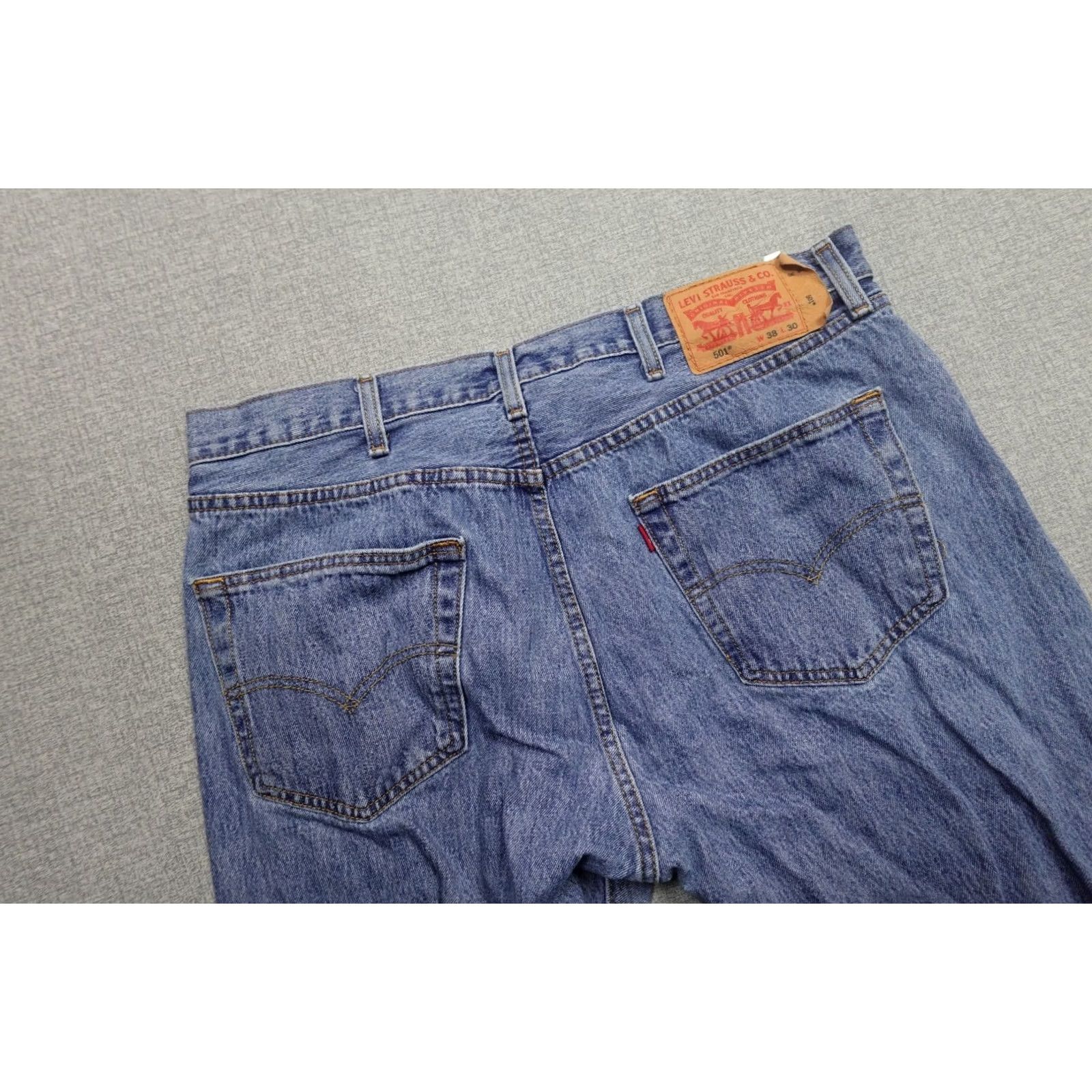 Levi's Levi's 501 Jeans Mens 38x30 Blue Straight Light Wash Button Fly Western Rancher Jeans Size US 38 / EU 54 - 2 Thumbnail