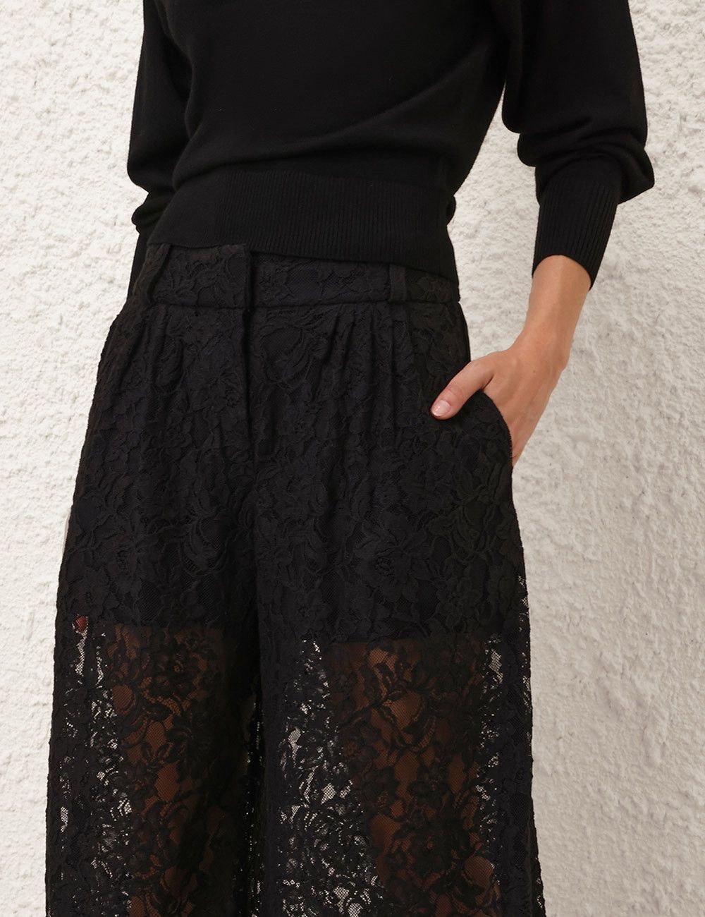 Zimmermann oc11z1025 Crush Belted Lace Pant in Black Size 26" / US 2 / IT 38 - 5 Thumbnail
