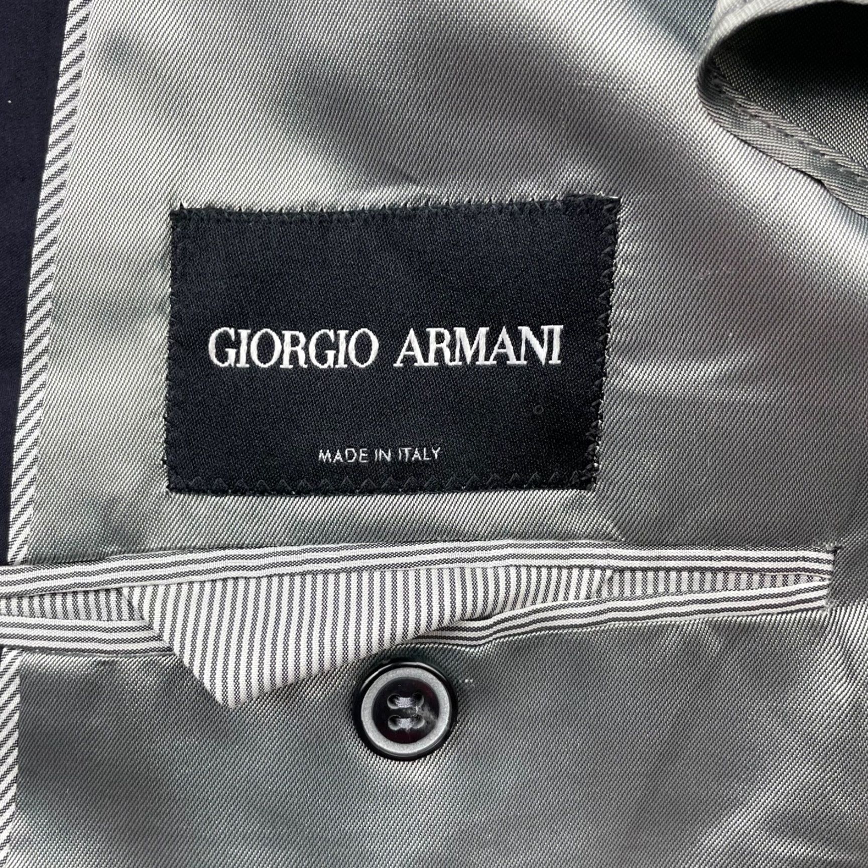 Giorgio Armani Giorgio Armani Black Label Blazer Navy Slim Fit 2-Button Cotton/Silk 46R Regular Men Ventless Italy Notch Buttoned 46 US Size 46R - 5 Thumbnail