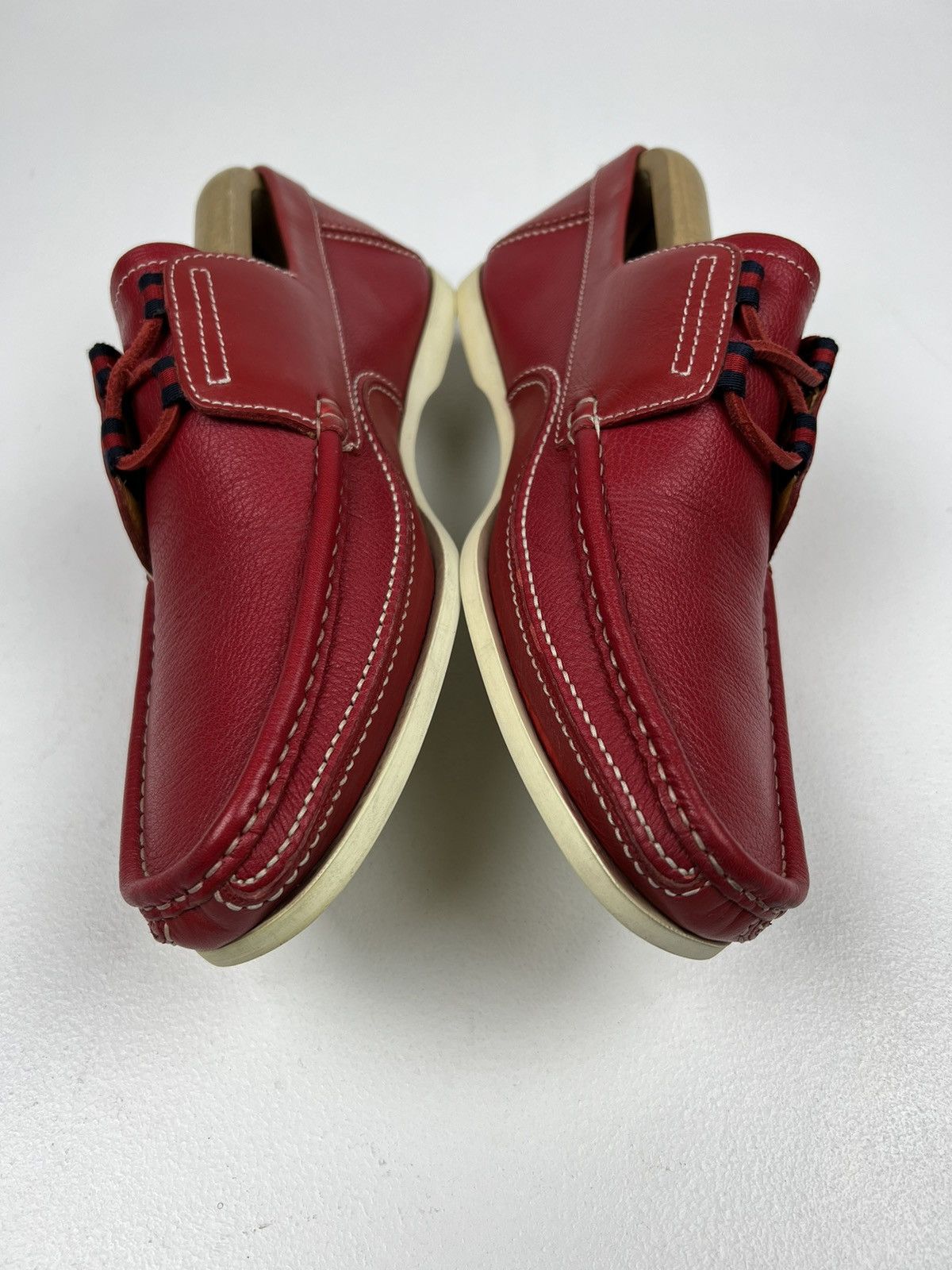 Gucci GUCCI Loafers Leather Shoes Lace Up Web Logo Red Men’s Size US 10 / EU 43 - 6 Thumbnail