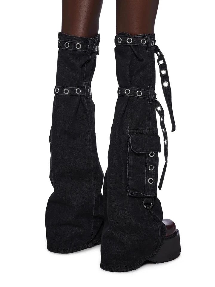 Other Leg Warmer Self belt Denim Long Socks Size ONE SIZE - 3 Thumbnail