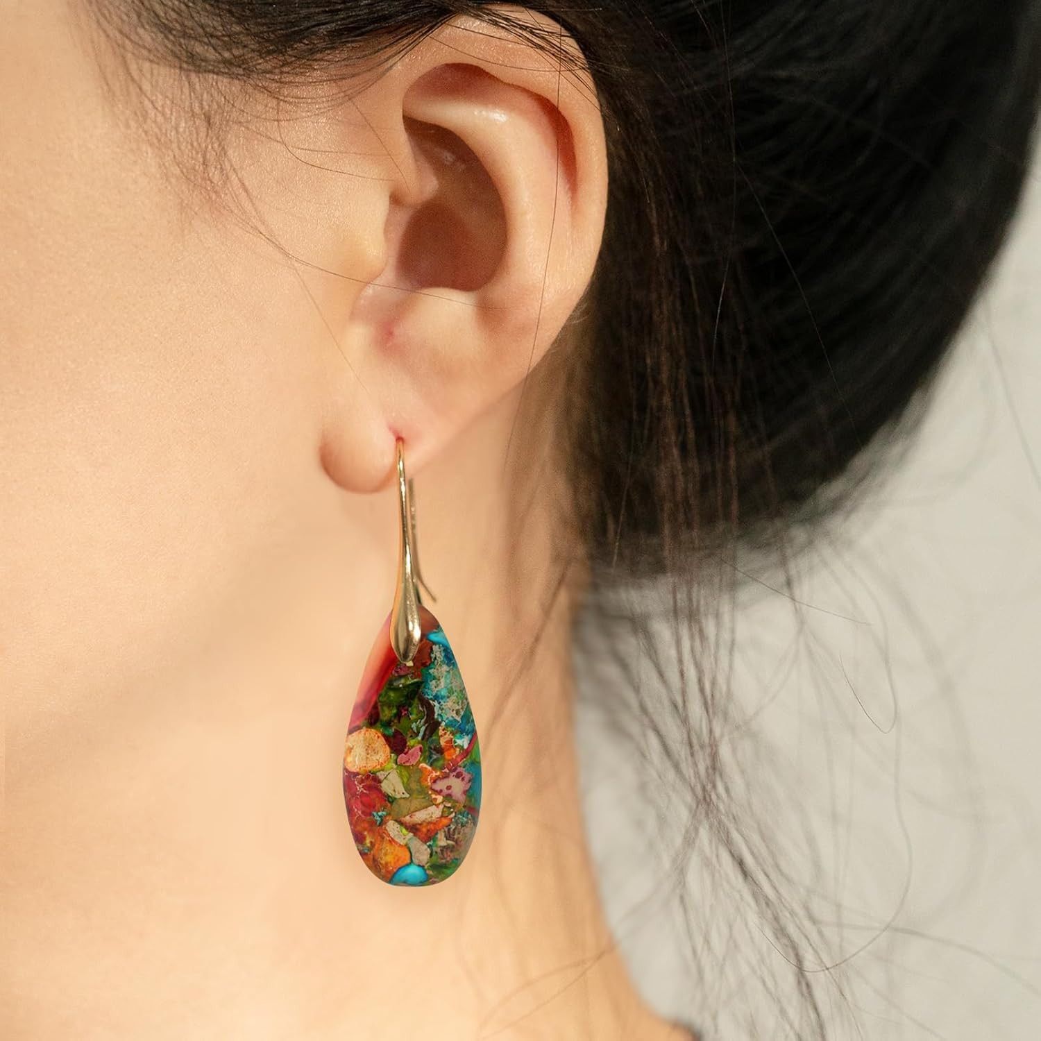 Other Natural Healing Stone Fishhoop Dangle Drop Earrings Size ONE SIZE - 2 Thumbnail