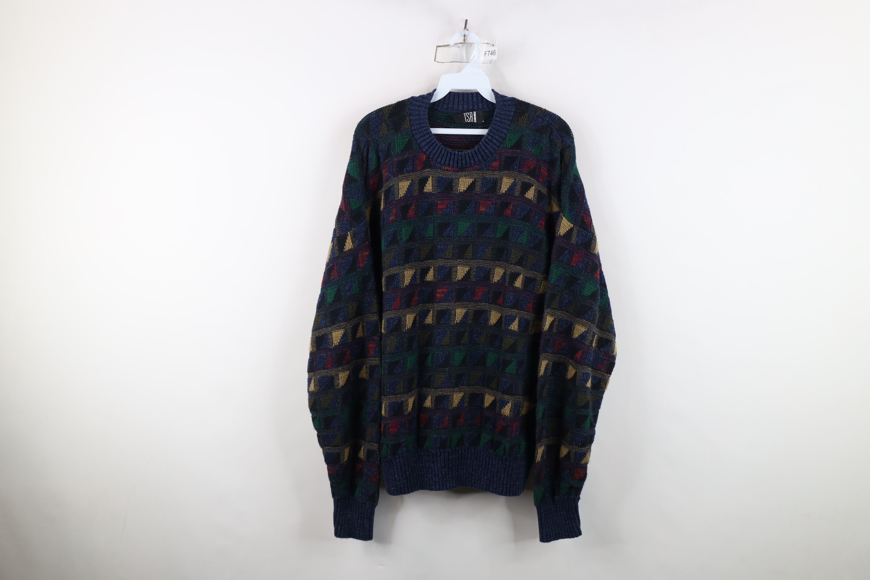 Vintage Vintage 90s Streetwear Rainbow Checkered Knit Sweater USA Size US L / EU 52-54 / 3 - 1 Thumbnail