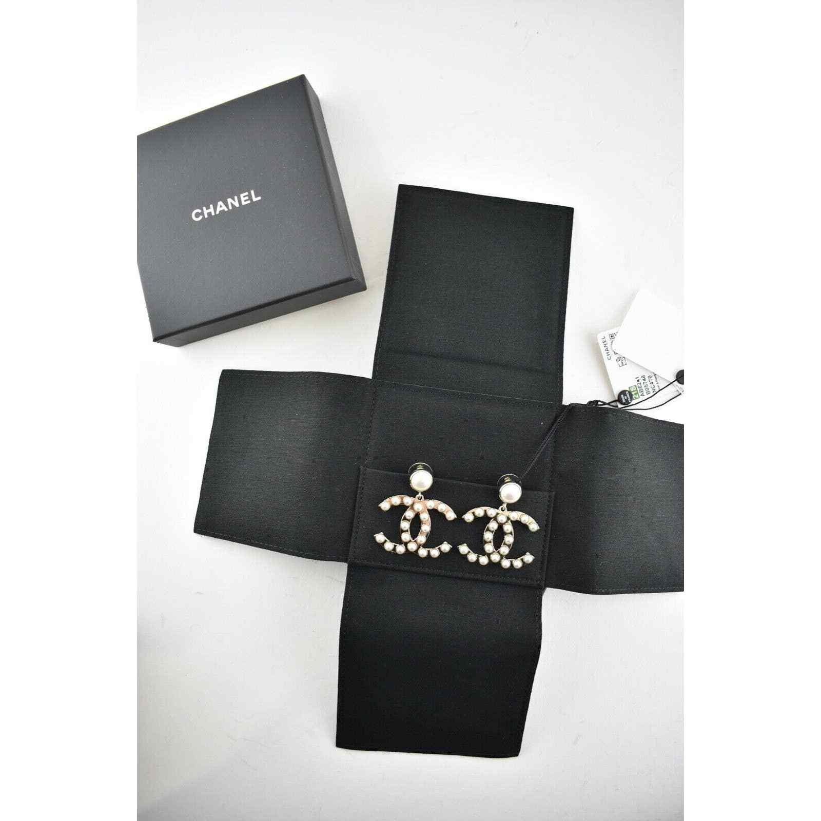 Chanel Chanel Gold Pearl Metal Dangle Drop Statement Earrings Size ONE SIZE - 2 Thumbnail