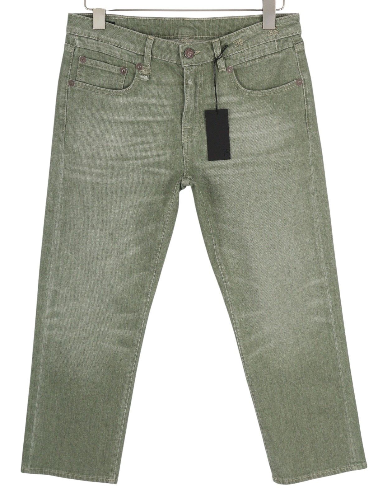 R13 BOY STRAIGHT 30 Cropped Army Green Stretch 84482 Size 30" / US 8 / IT 44 - 2 Thumbnail