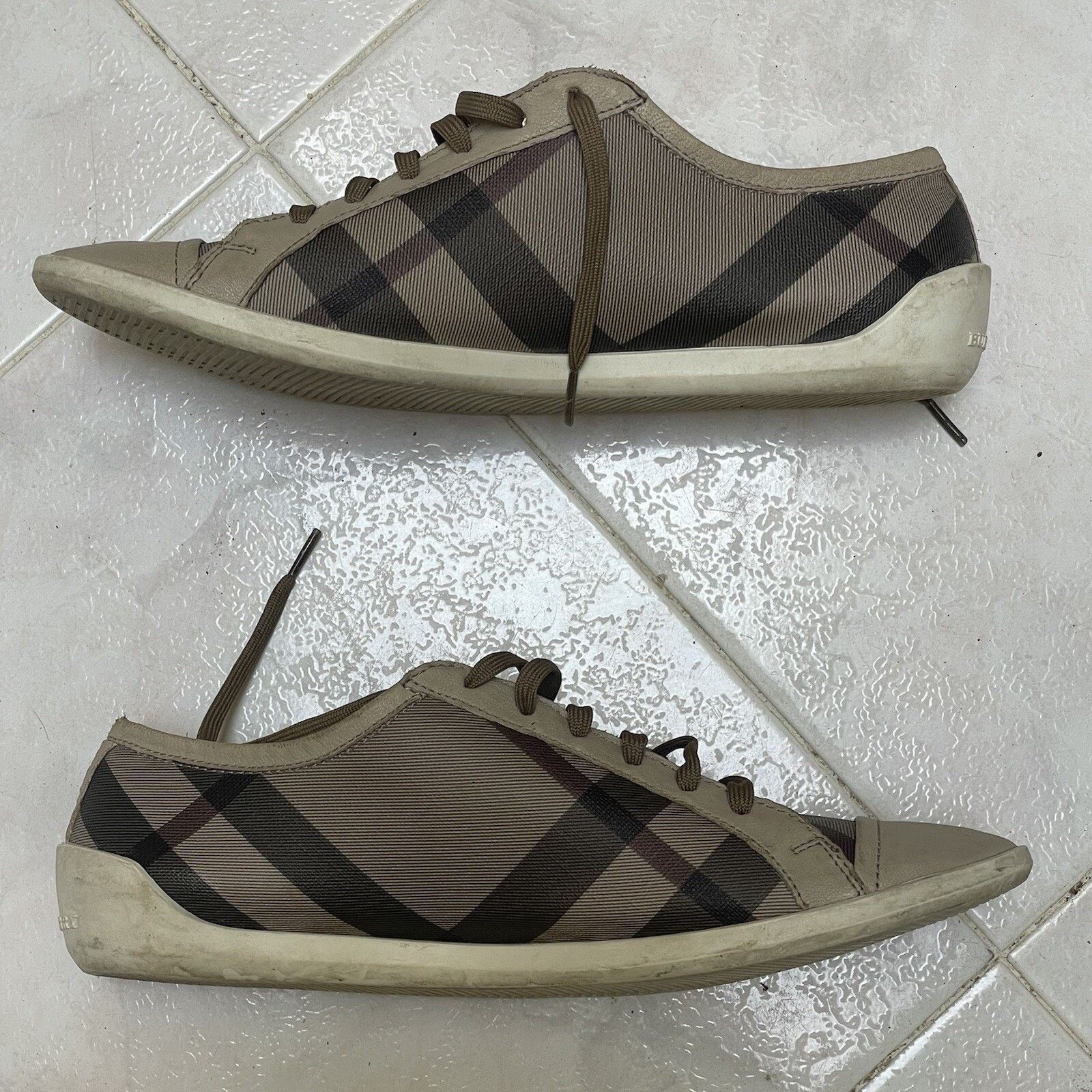Burberry BURBERRY SNEAKERS WOMEN'S SHOES Nova check lace up Leather Size US 9 / IT 39 - 3 Thumbnail