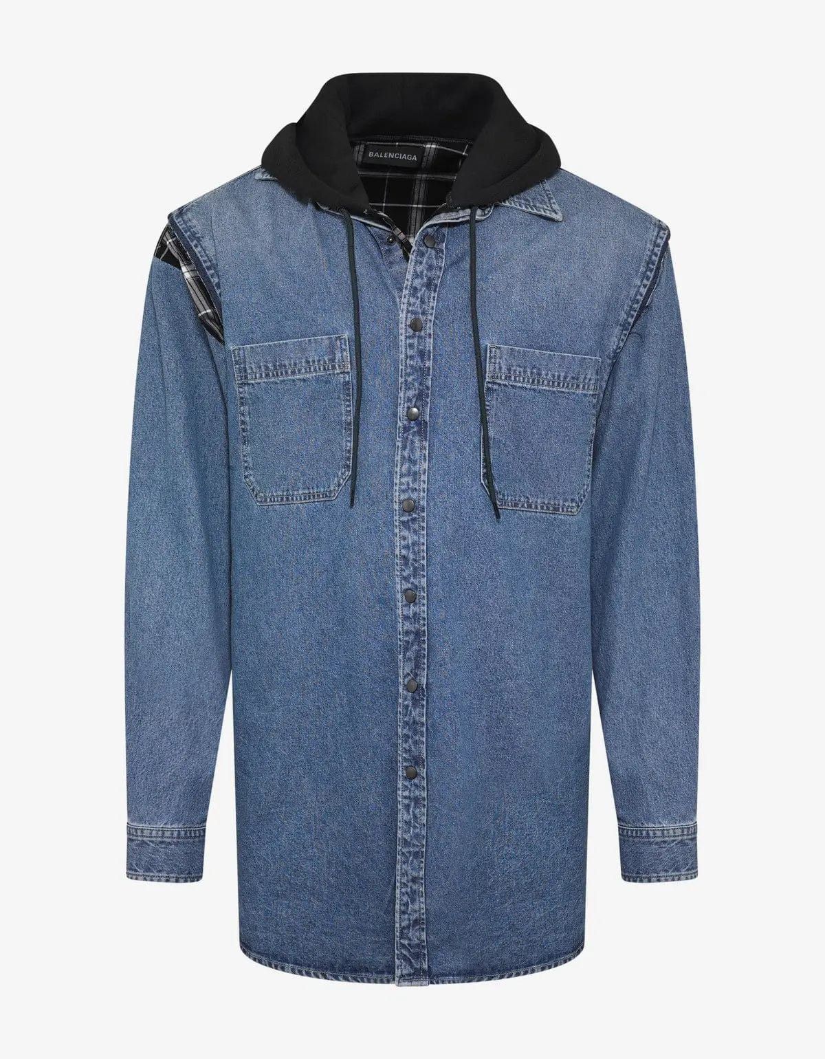 Balenciaga Balenciaga Denim Twinset Hooded Shirt - SS19 Size US M / EU 48-50 / 2 - 1 Thumbnail