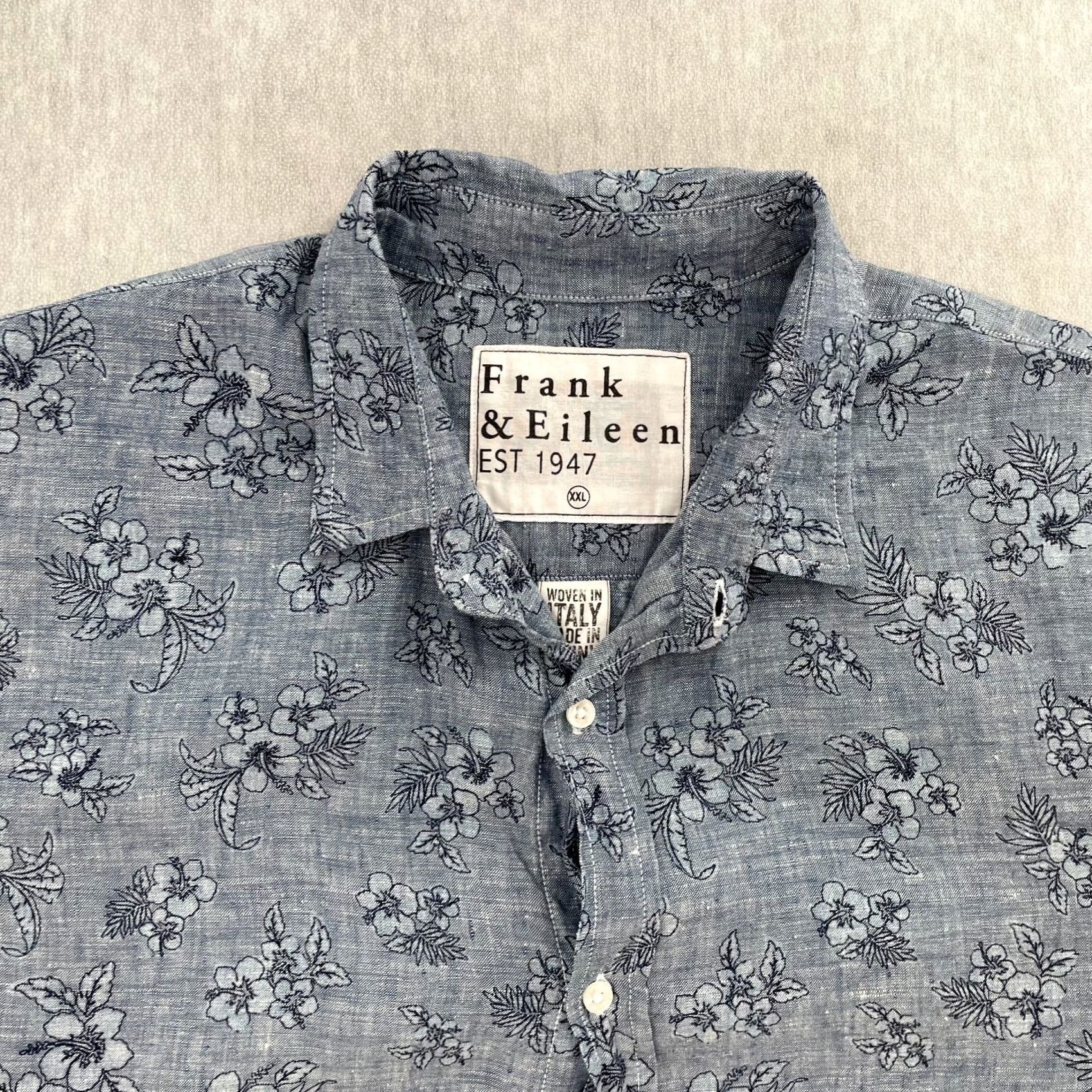 Frank & Eileen Frank & Eileen Shirt Adult 2XL Blue Floral Linen Paul Button Up Italian Fabric Size US XXL / EU 58 / 5 - 2 Thumbnail