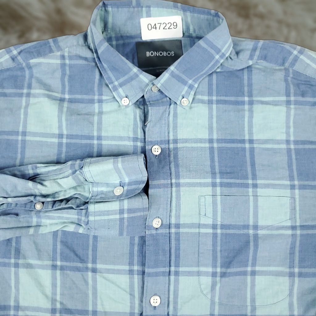 Bonobos VINTAGE Bonobos Shirt Men’s Medium Blue Plaid Button-Up Long Sleeve Size US M / EU 48-50 / 2 - 1 Thumbnail