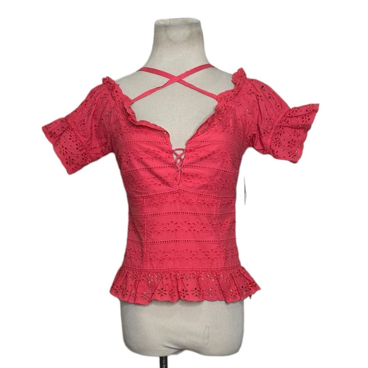 Guess Guess pink Isotta Cotton Eyelet Top size XS Size XS / US 0-2 / IT 36-38 - 2 Thumbnail