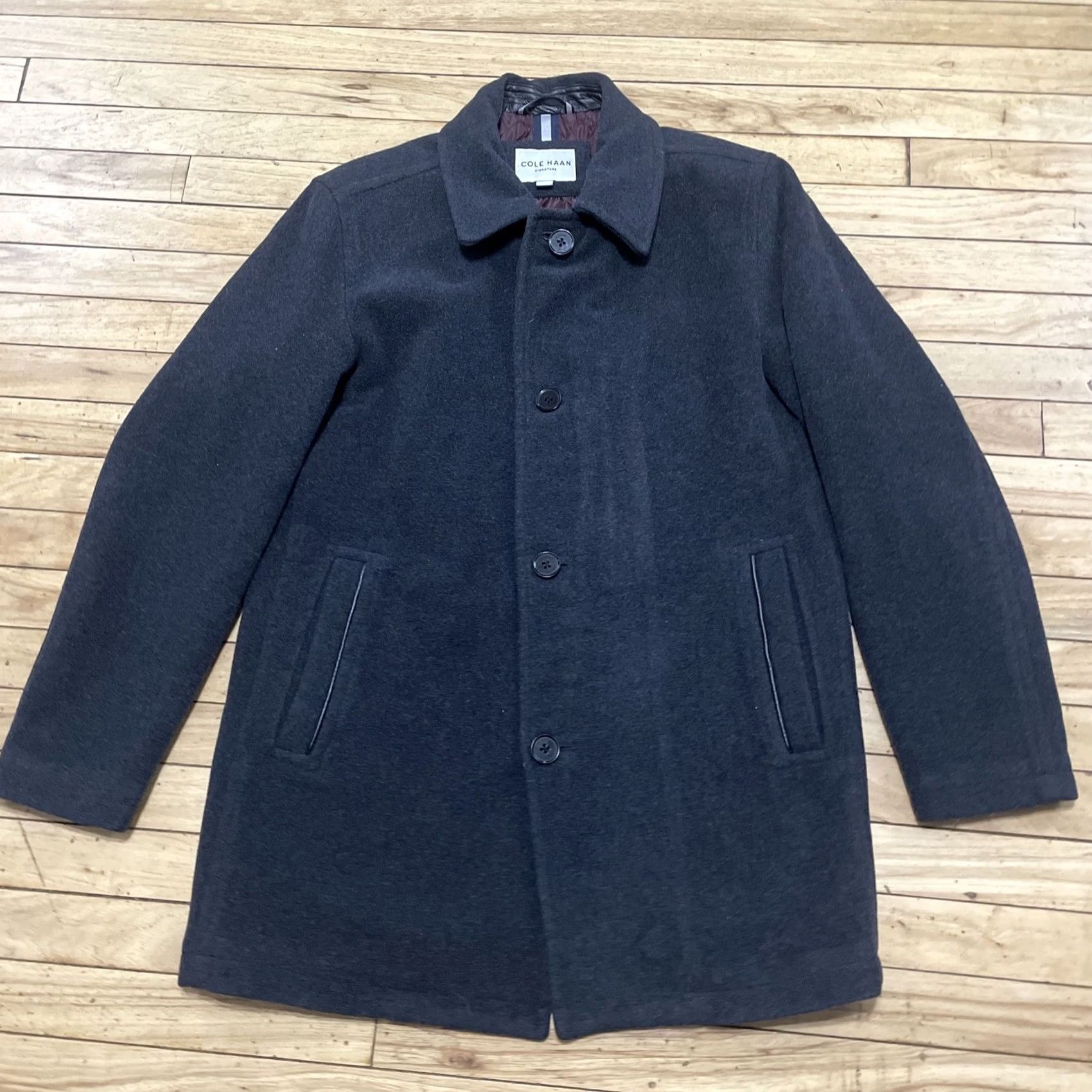 Cole Haan Cole Haan Signature Men M Classic Collared Wool Blend Car Coat Gray Charcoal Jacket Coat Size US M / EU 48-50 / 2 - 3 Thumbnail