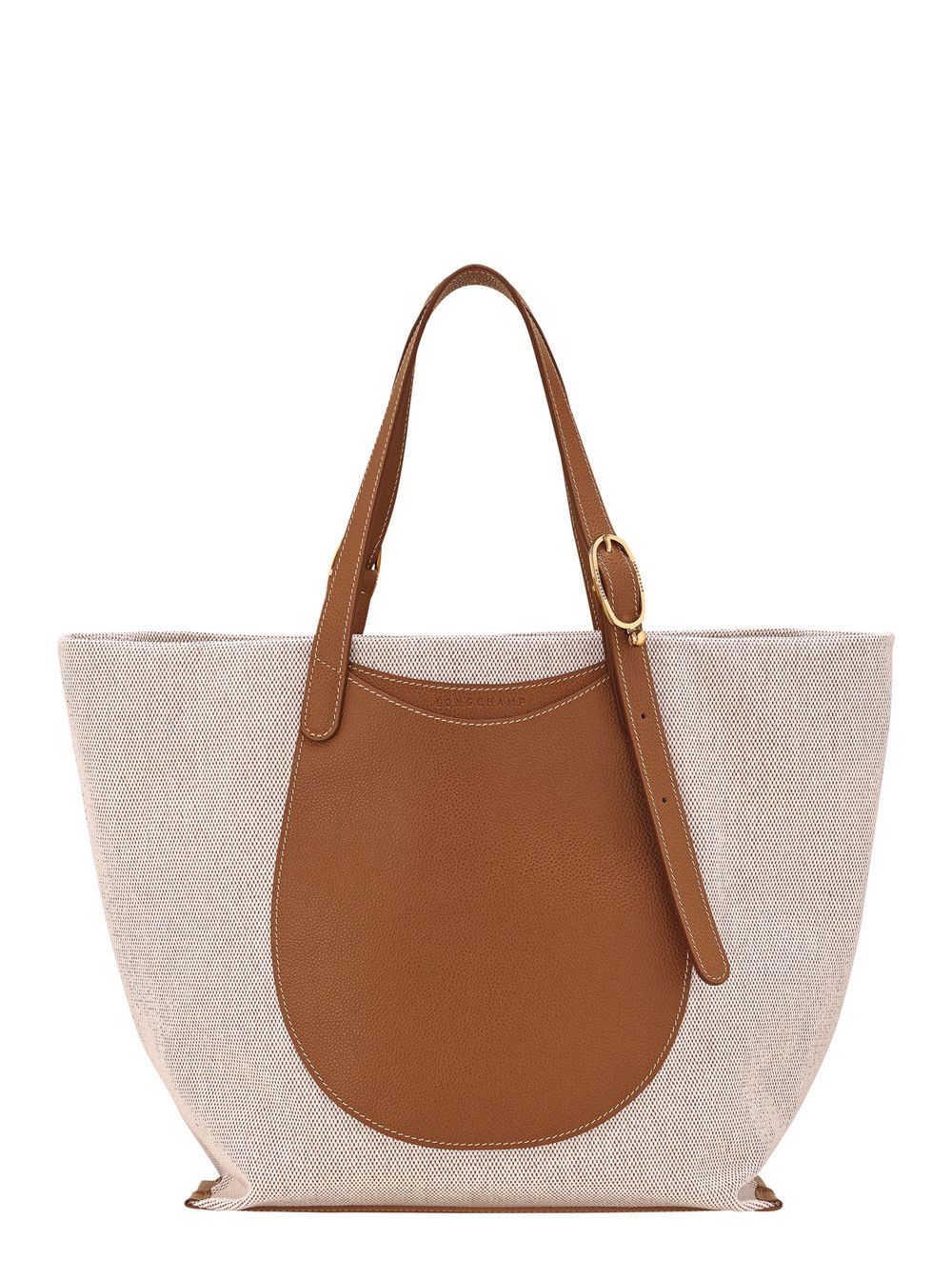 Longchamp Shoulder Bag 'Le Foulonné Toile' with Adjustable Handle and Logo Lettering on the Front in Leather and Brown Canvas for Women Size ONE SIZE - 1 Thumbnail