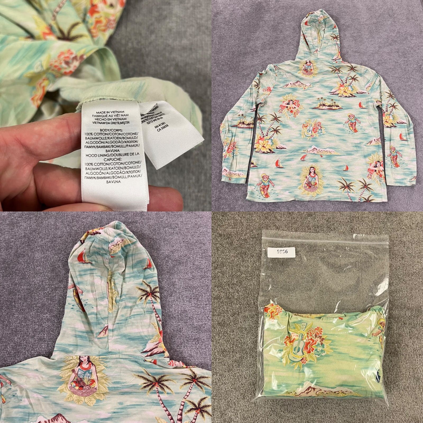 Polo Ralph Lauren VINTAGE Polo Ralph Lauren Men's Jacket Large Blue Floral Hawaiian Bear Hoodie Casual Winter Size US L / EU 52-54 / 3 - 8 Thumbnail