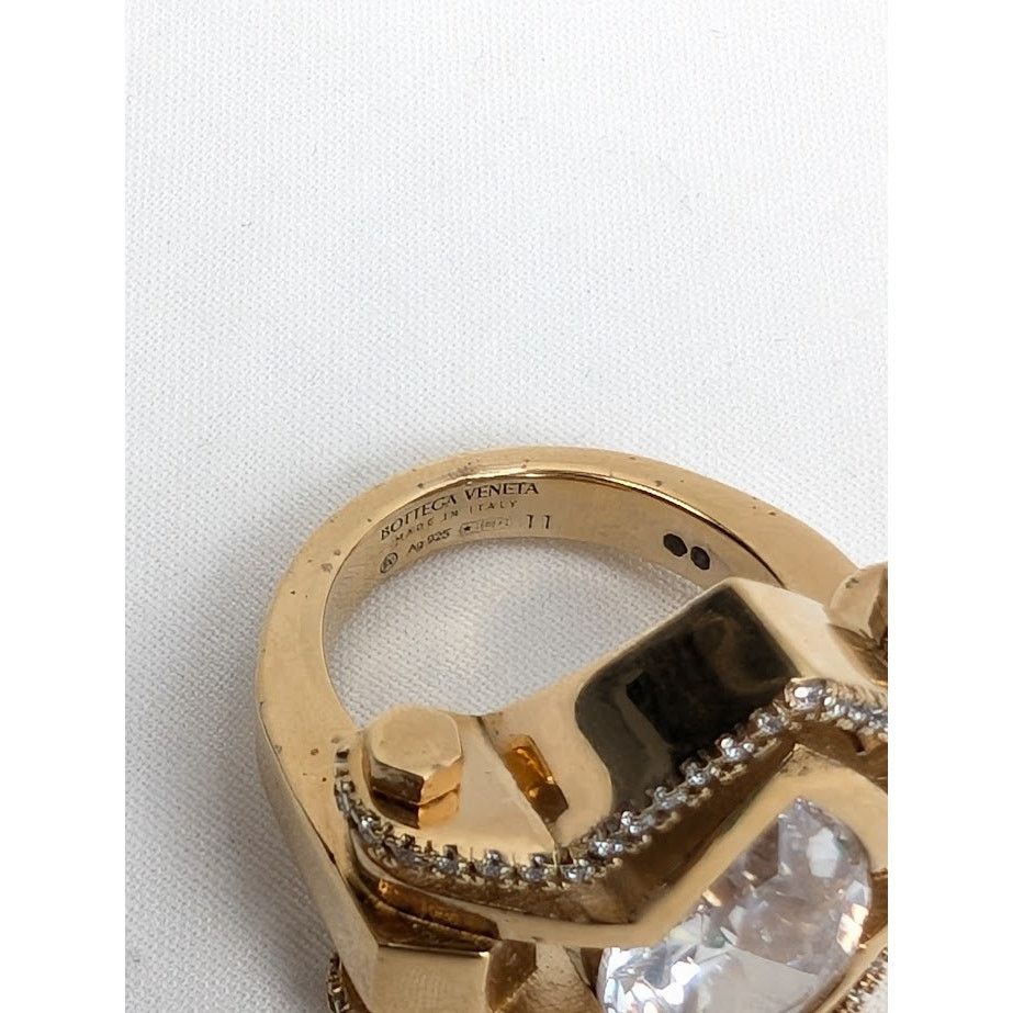 Bottega Veneta o1rshd1 Size: 11 / Cubic Zirconia Ring in Gold Silver White Size ONE SIZE - 9 Thumbnail