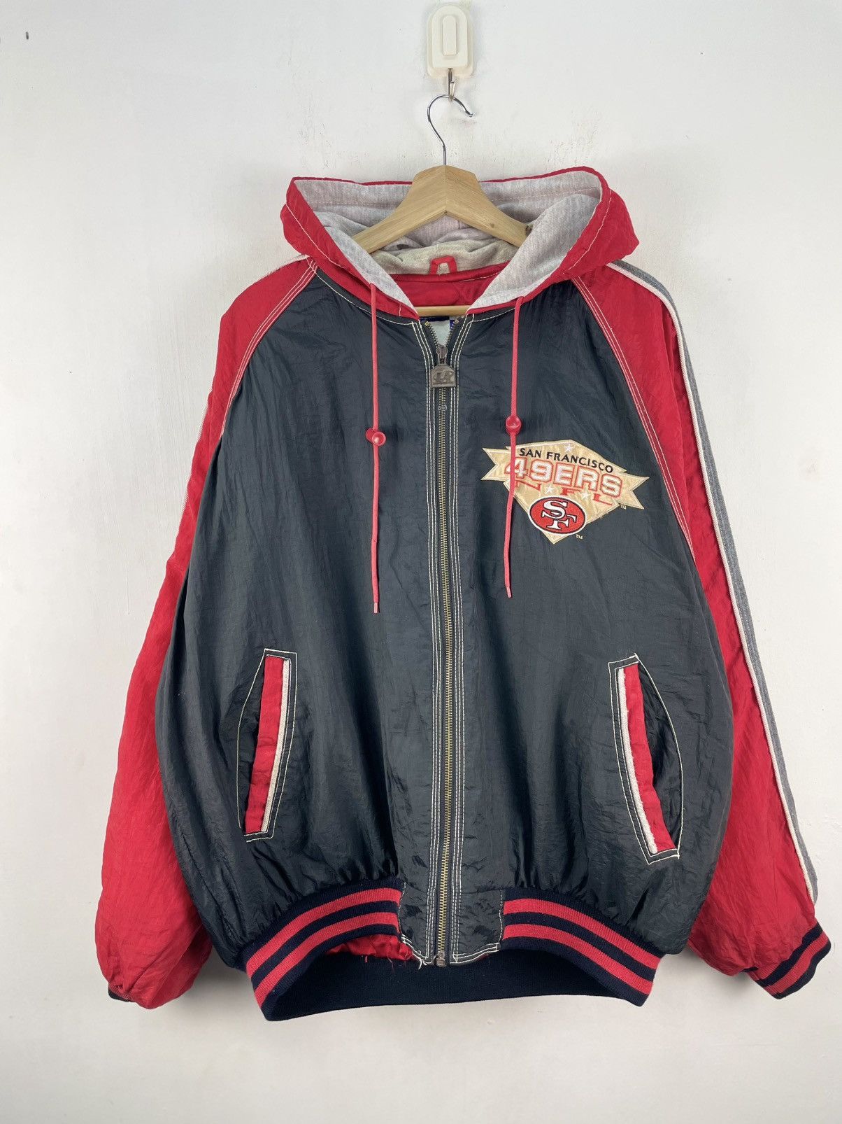 NFL Vintage San Francisco 49ers Windbreaker Hoodie Nylon Jacket Size US XXL / EU 58 / 5 - 2 Thumbnail