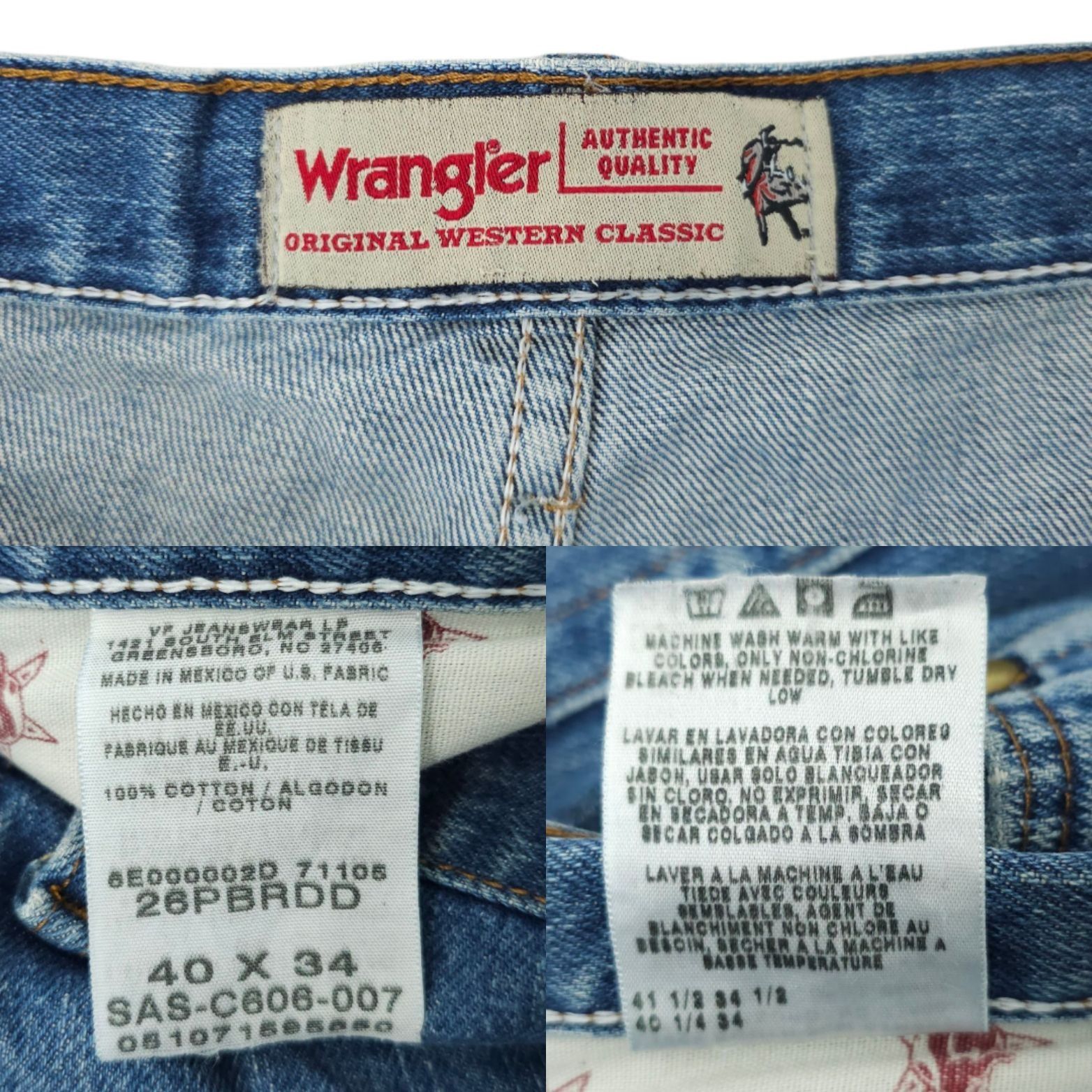 Wrangler Wrangler PBR Relaxed Fit Jeans Mens 40x34 Original Western Size US 40 / EU 56 - 7 Thumbnail