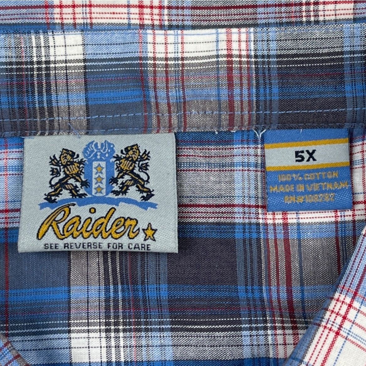 Other Raider Men's Blue Plaid Shirt/Button Up Sz 5X SKU 4637 Size US XXL / EU 58 / 5 - 4 Thumbnail