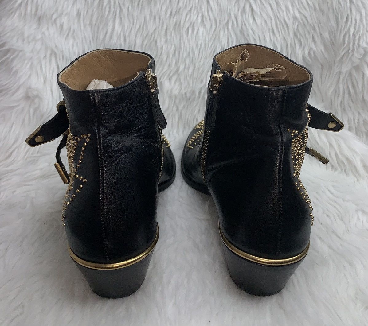 Chloe Chloe Susanna Gold Stud Western Ankle Boots Size US 7.5 / IT 37.5 - 11 Thumbnail