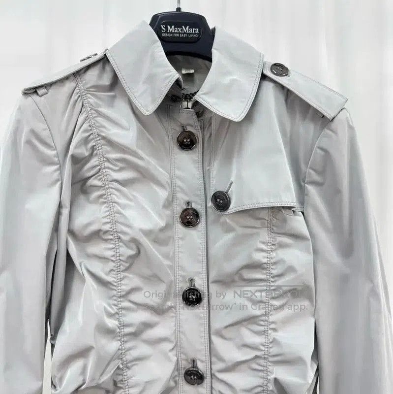 Burberry Burberry Long Silver Pleated Trench Coat. Size L / US 10 / IT 46 - 3 Thumbnail