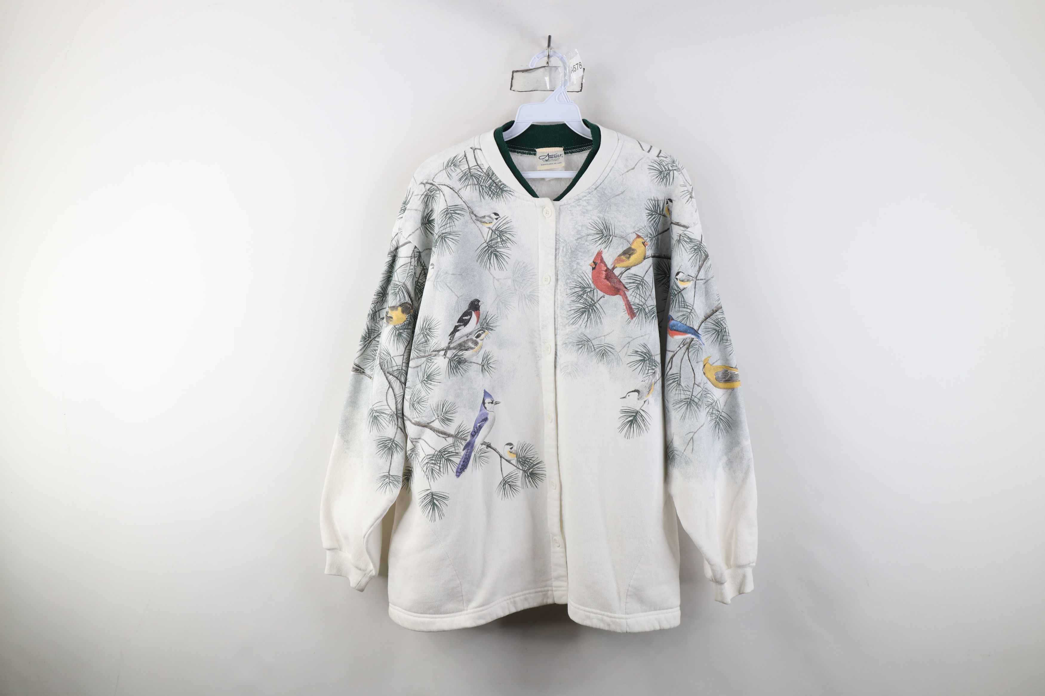 Vintage Vintage 90s Winter Birds Christmas All Over Print Sweatshirt Size L / US 10 / IT 46 - 1 Thumbnail