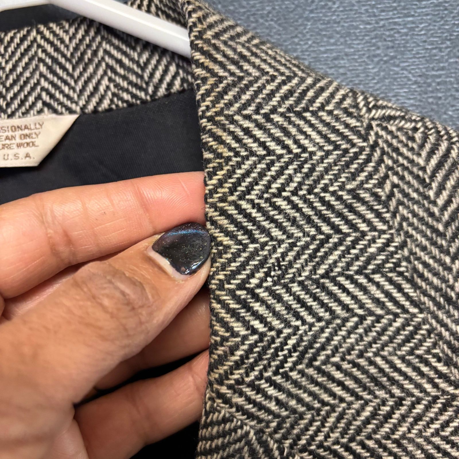 Other Vintage Christopher Hayes 100% Wool 44R Herringbone Blazer Size 44R - 4 Thumbnail