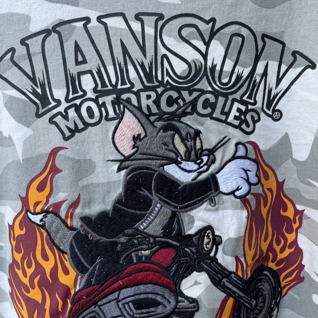 Vanson Leathers 🔥Vanson Leathers Embroidered Tom And Jerry Logo Camo Tee Size US XL / EU 56 / 4 - 4 Thumbnail