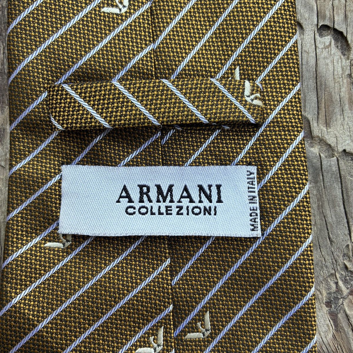 Armani Armani Collezioni Silk Tie Gold Brown Gold Striped Eagle Size ONE SIZE - 3 Thumbnail