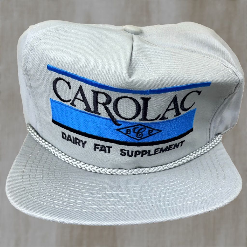 Roper VINTAGE Carolac Trucker Hat Cap Snapback Made In USA Rope 80s 90s Farm Dairy Gray Mens Size ONE SIZE - 1 Thumbnail
