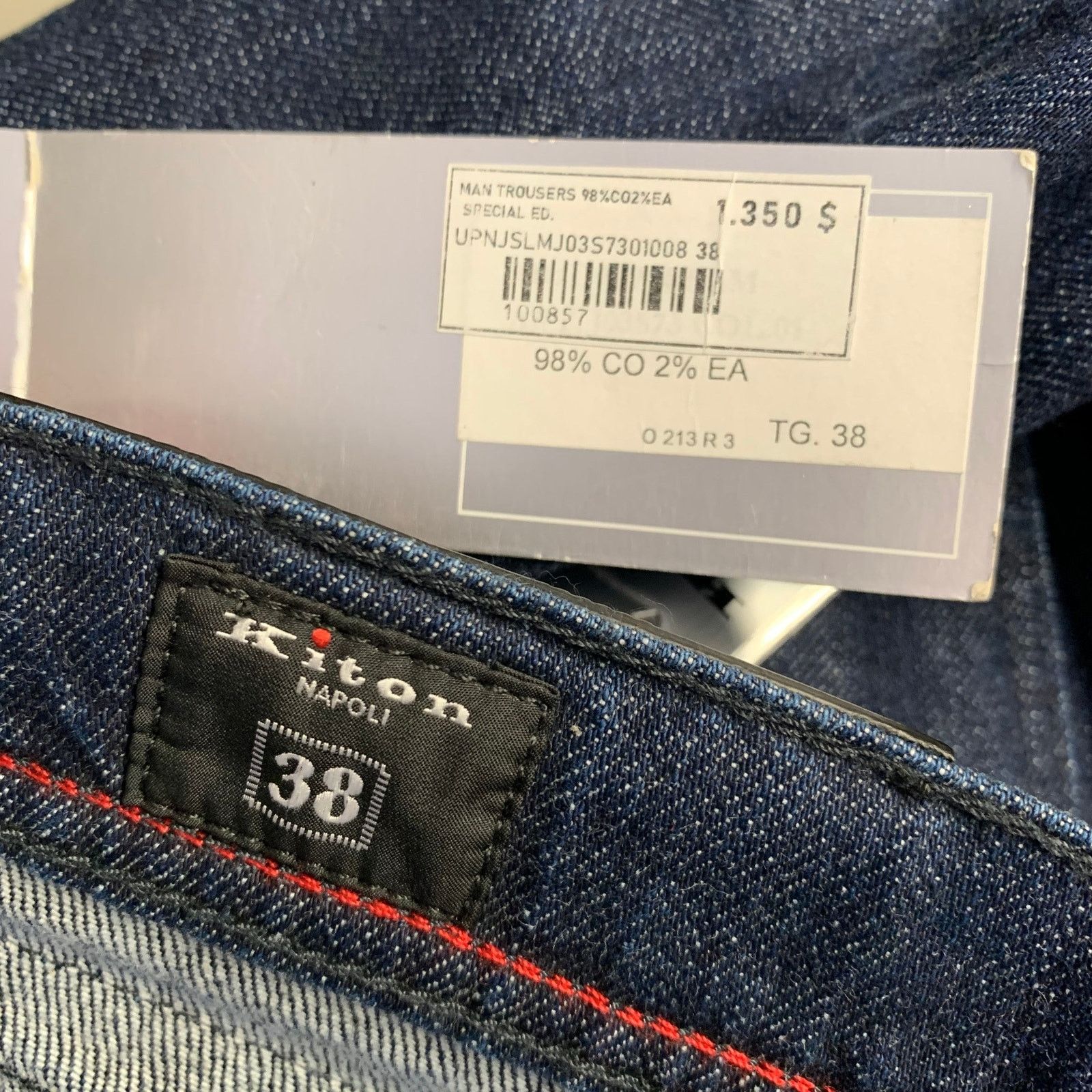 Kiton KITON Size 36 Navy Contrast Stitch Denim Straight Jeans Size US 36 / EU 52 - 8 Thumbnail