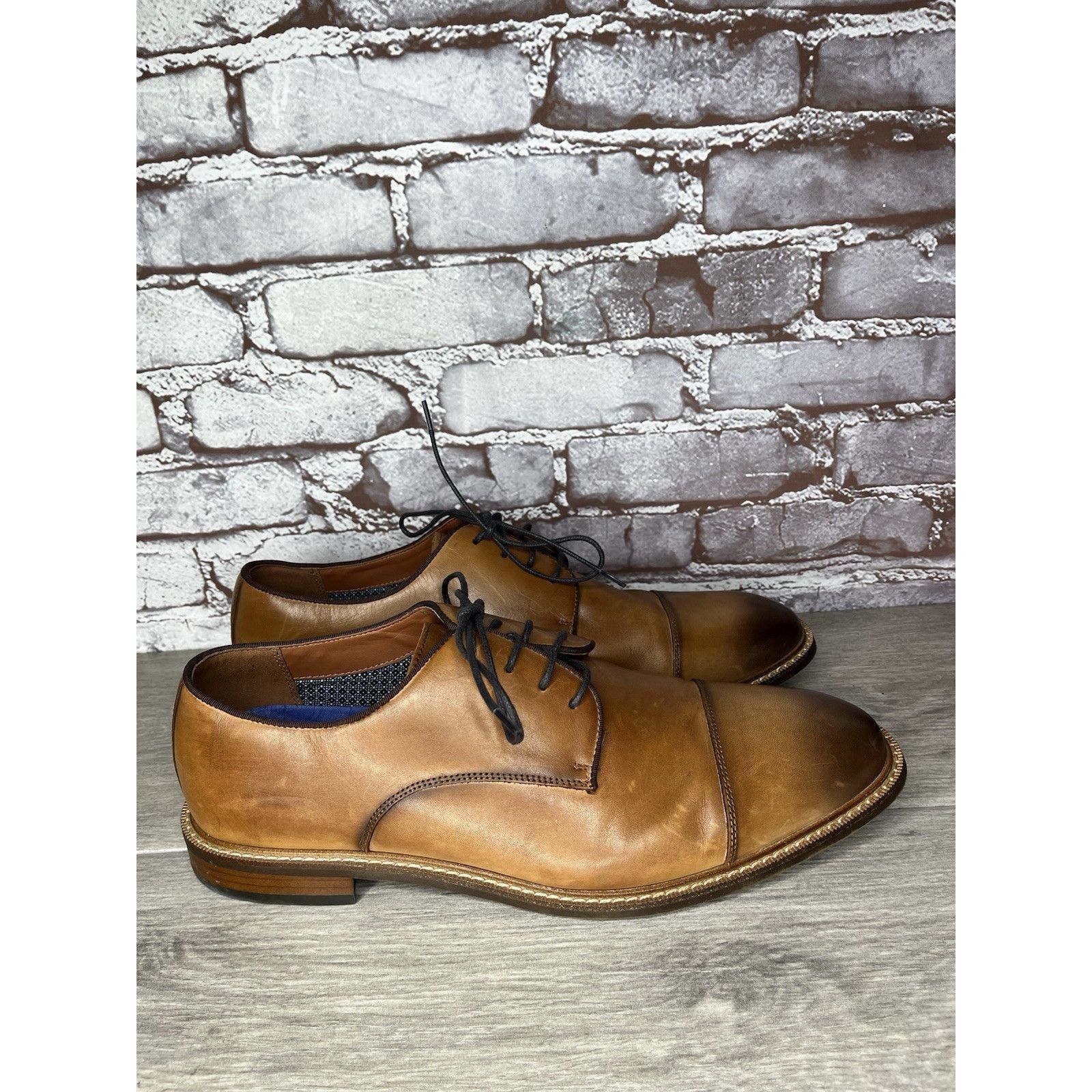 Vince Camuto Vince Camuto Lamson Cognac Brown Leather Dress Oxfords Shoes Size US 12 / EU 45 - 14 Thumbnail