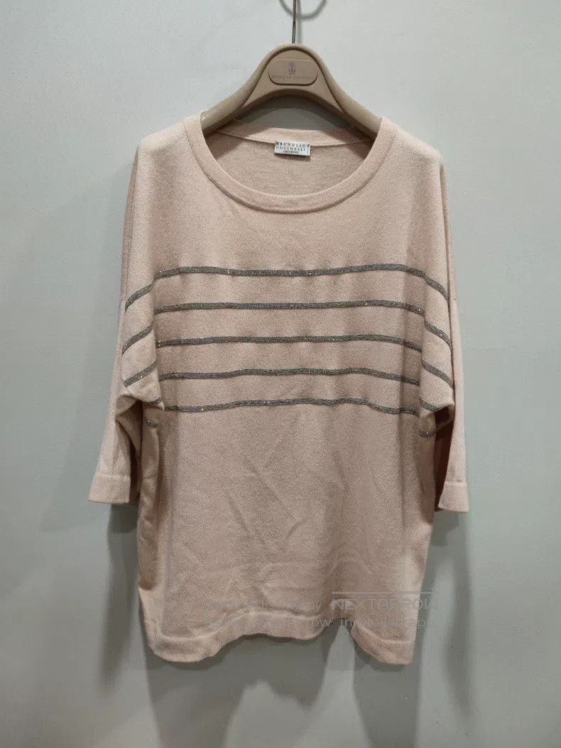 Brunello Cucinelli Brunello Cucinelli Cashmere sequin sweater short-sleeve T- Size L / US 10 / IT 46 - 1 Thumbnail