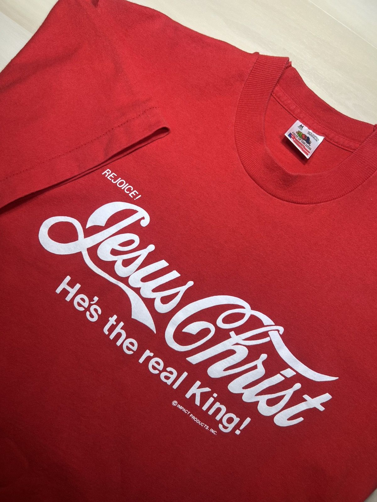 Fruit Of The Loom Jesus Christ Coke Parody Shirt Sz Medium Red Single Stitch Size US M / EU 48-50 / 2 - 1 Thumbnail