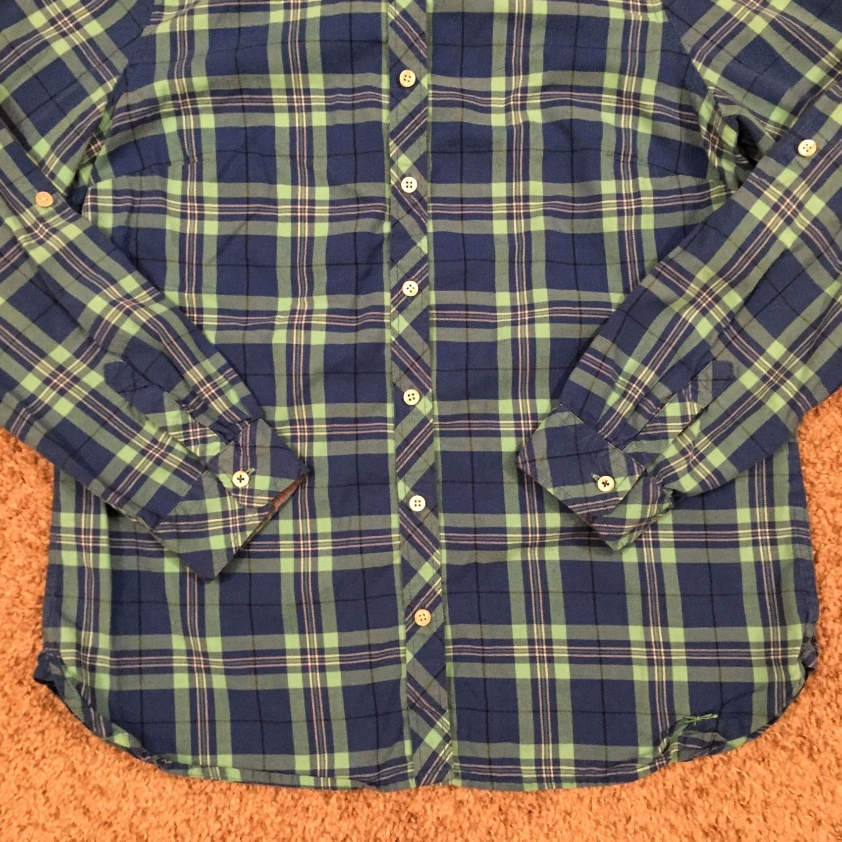 Talbots Talbots Petites Shirt Womens PM Blue Plaid Roll Tab Long Sleeve Button-Up Size M / US 6-8 / IT 42-44 - 4 Thumbnail