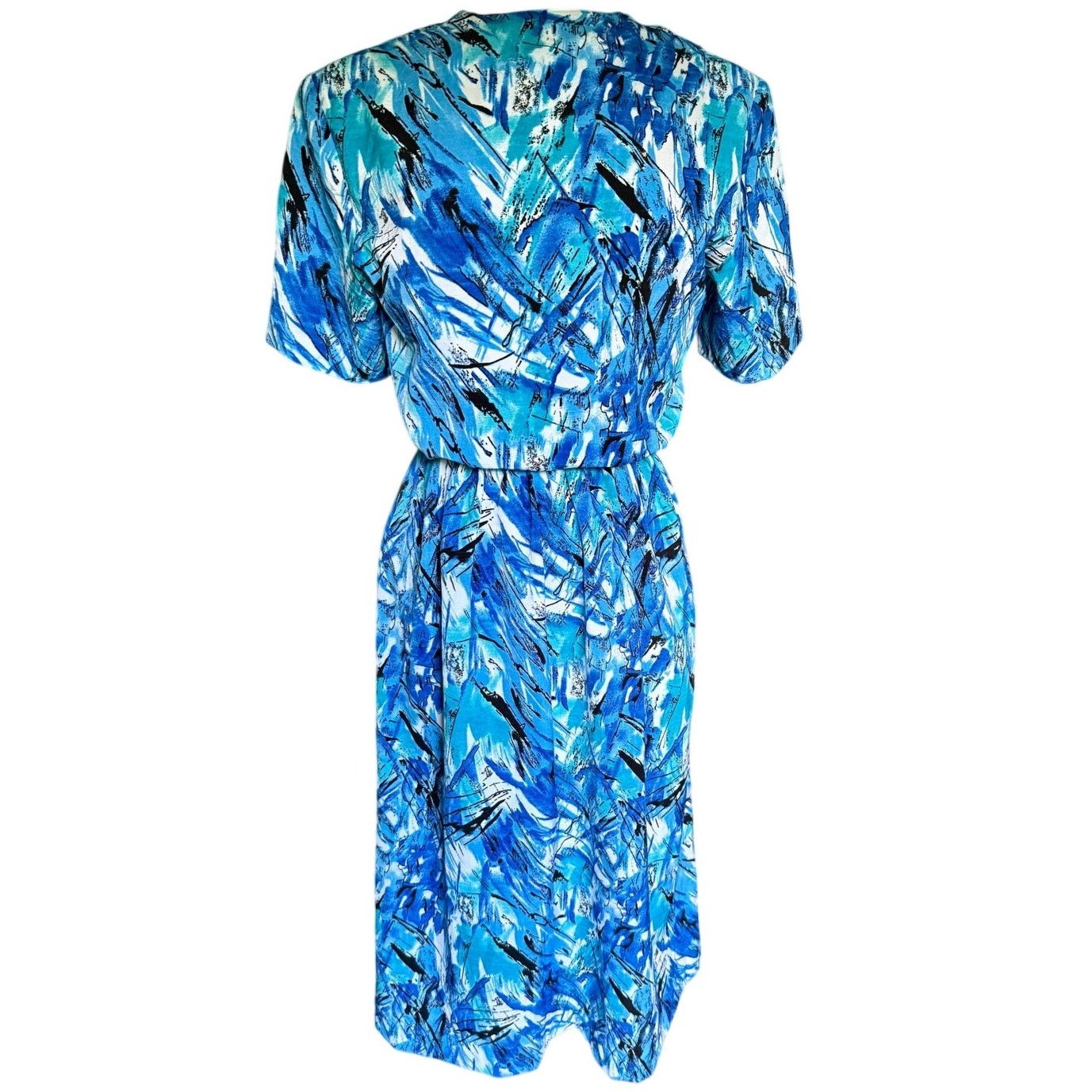 Vintage Vintage 80’s Blue Black Secretary Midi Dress Small Medium Size M / US 6-8 / IT 42-44 - 1 Thumbnail