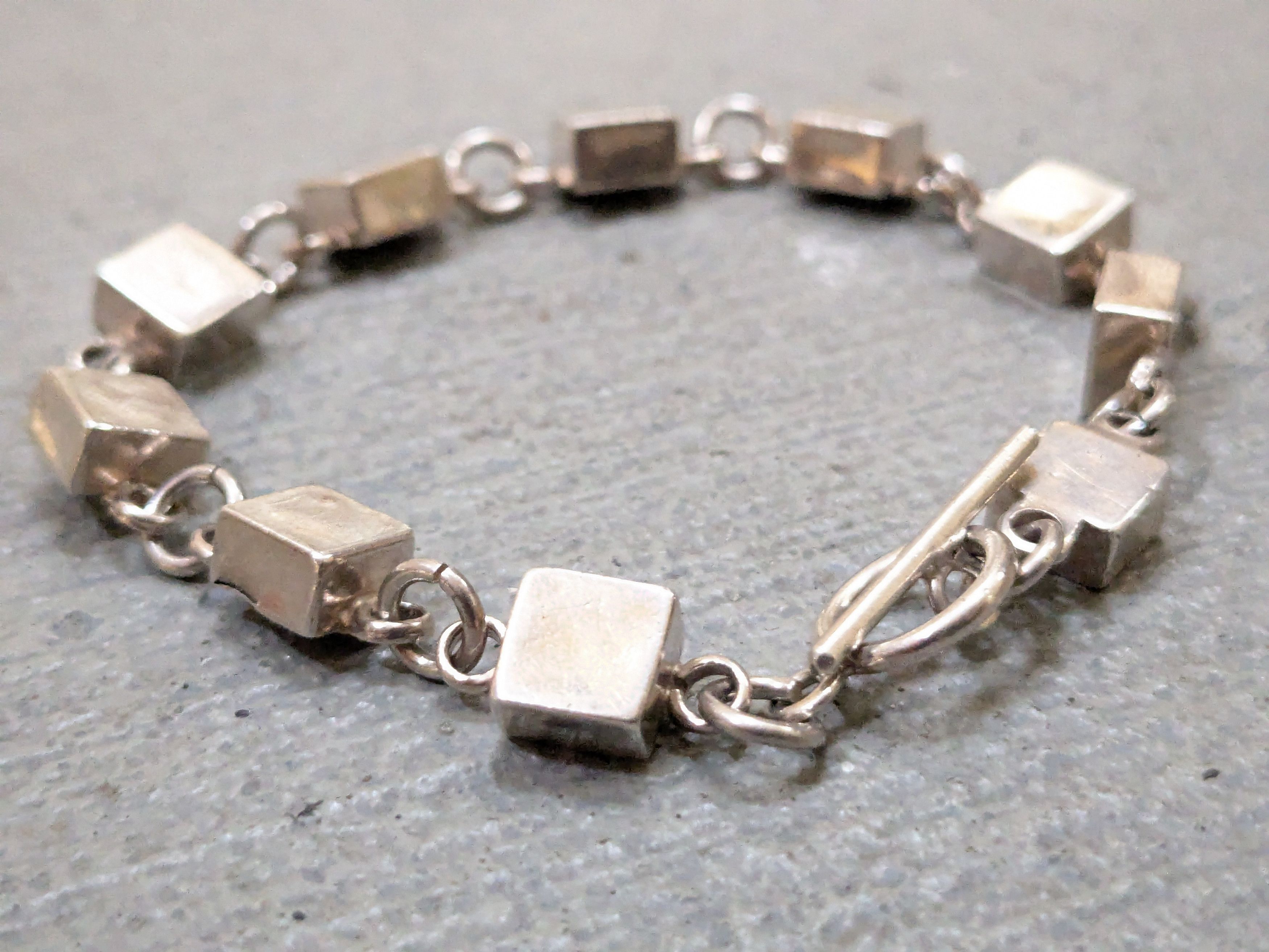 Other Vintage Sterling Silver Bracelet Square Chain Link Taxco Size ONE SIZE - 4 Thumbnail